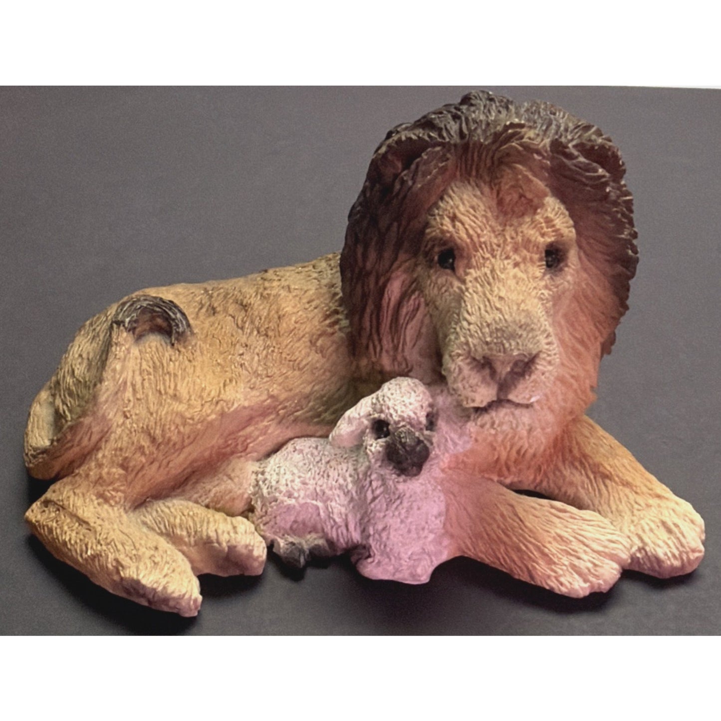 Vintage Stone Critters Lion and Lamb SC-404 Figurine 1992 Ginger Hunter