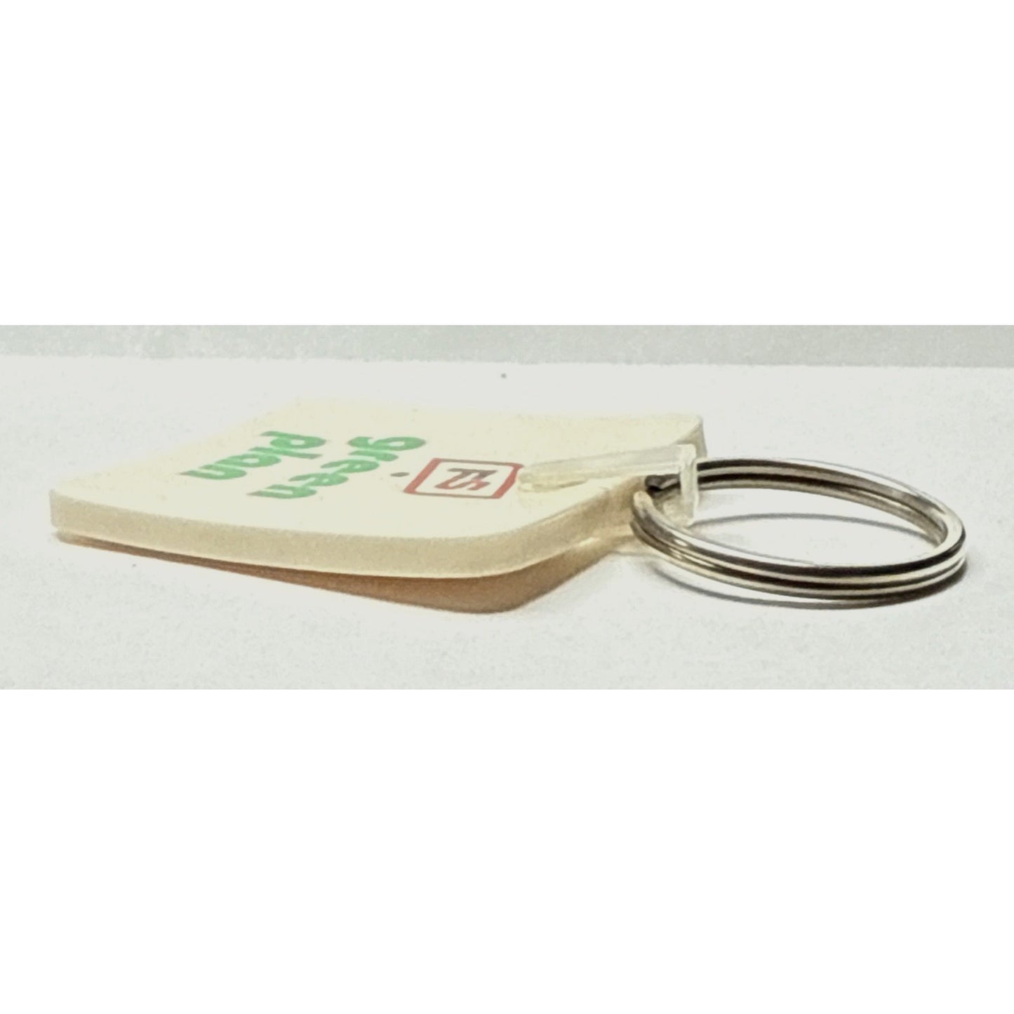 Vintage FS Seed Company Green Plan Farming Keychain Key Ring Rubber Vinyl