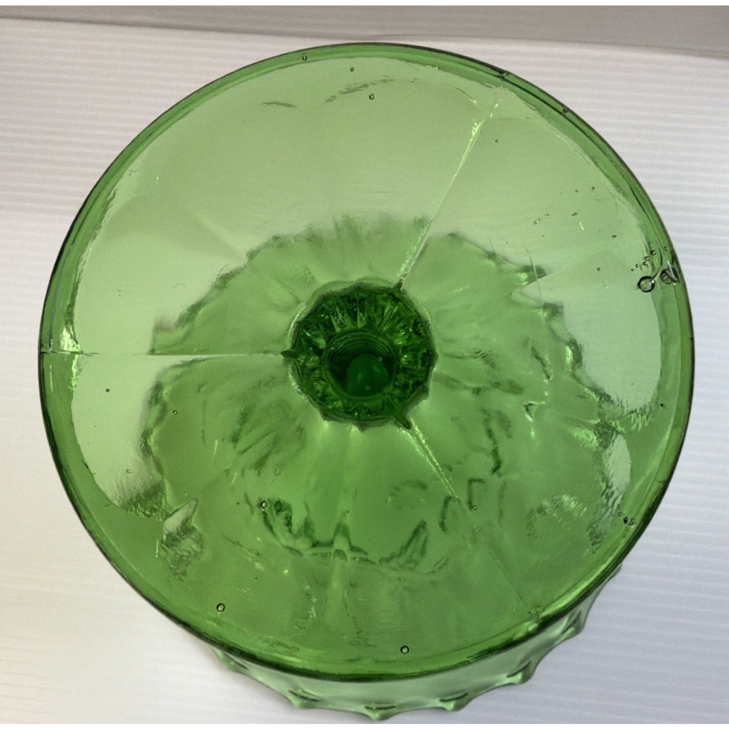 Old Northwood Glass Wild Flower Green Footed Compote Candy Dish