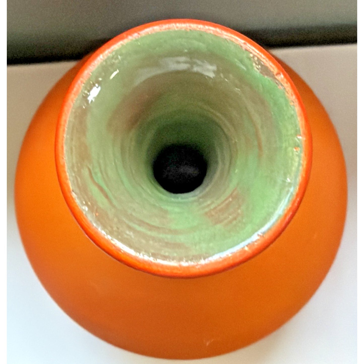 MCM Villa de Zaachila Oaxaca Pottery Metros Orange Vase Weed Pot Green Glazed