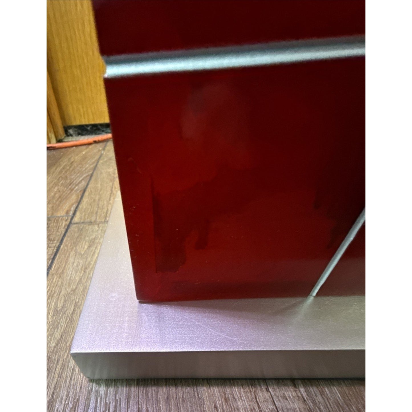 Vintage Modern Geometric Red Lucite Block Acrylic Stacked Lamp Metal Base As Is