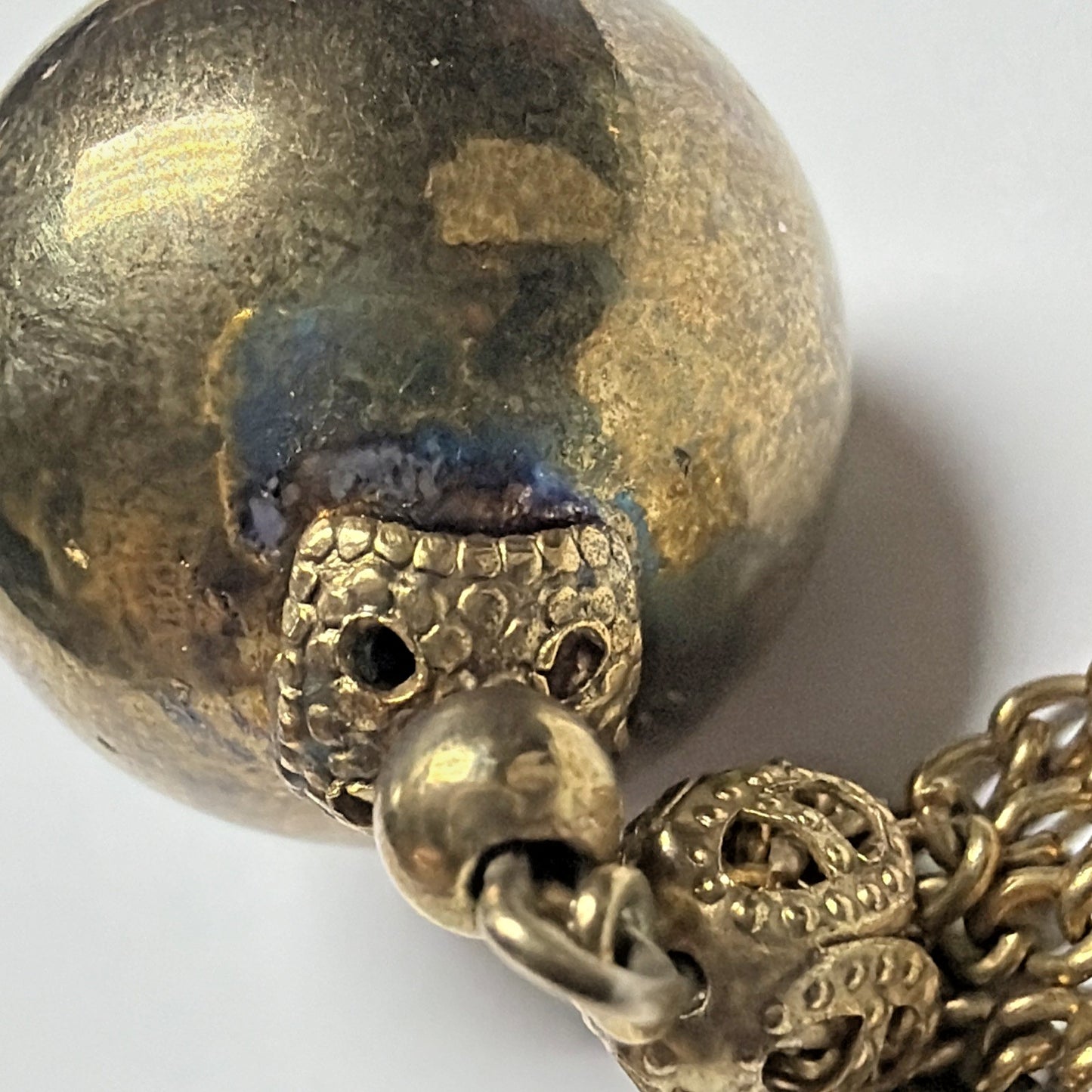 Vintage Baroque Style Pendant Ball Gold Tone Chain Tassel As Is