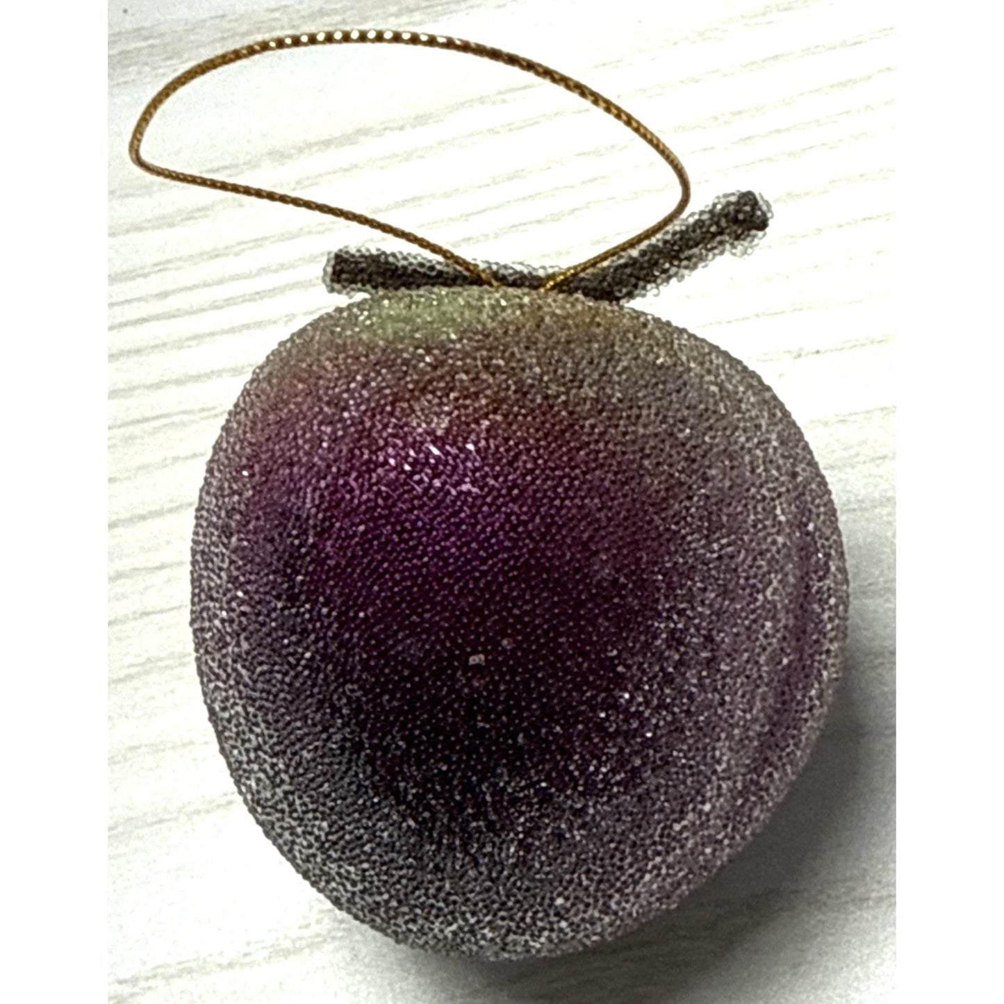 Vintage Lot of 5 Beaded Sugar Frosted Faux Fruit Christmas Ornaments