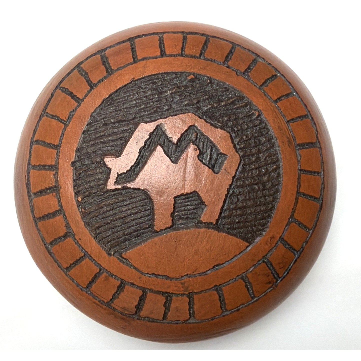 Vtg Navajo Art Pottery Jar Etched Native American Southwestern Pot Lid Signed
