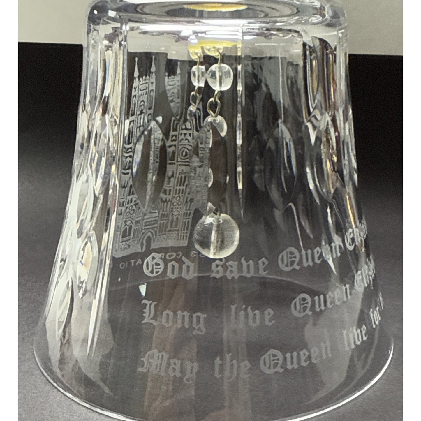 Vtg Royal Doulton Coronation Queen Elizabeth II Crystal Bell Swirl Handle Signed