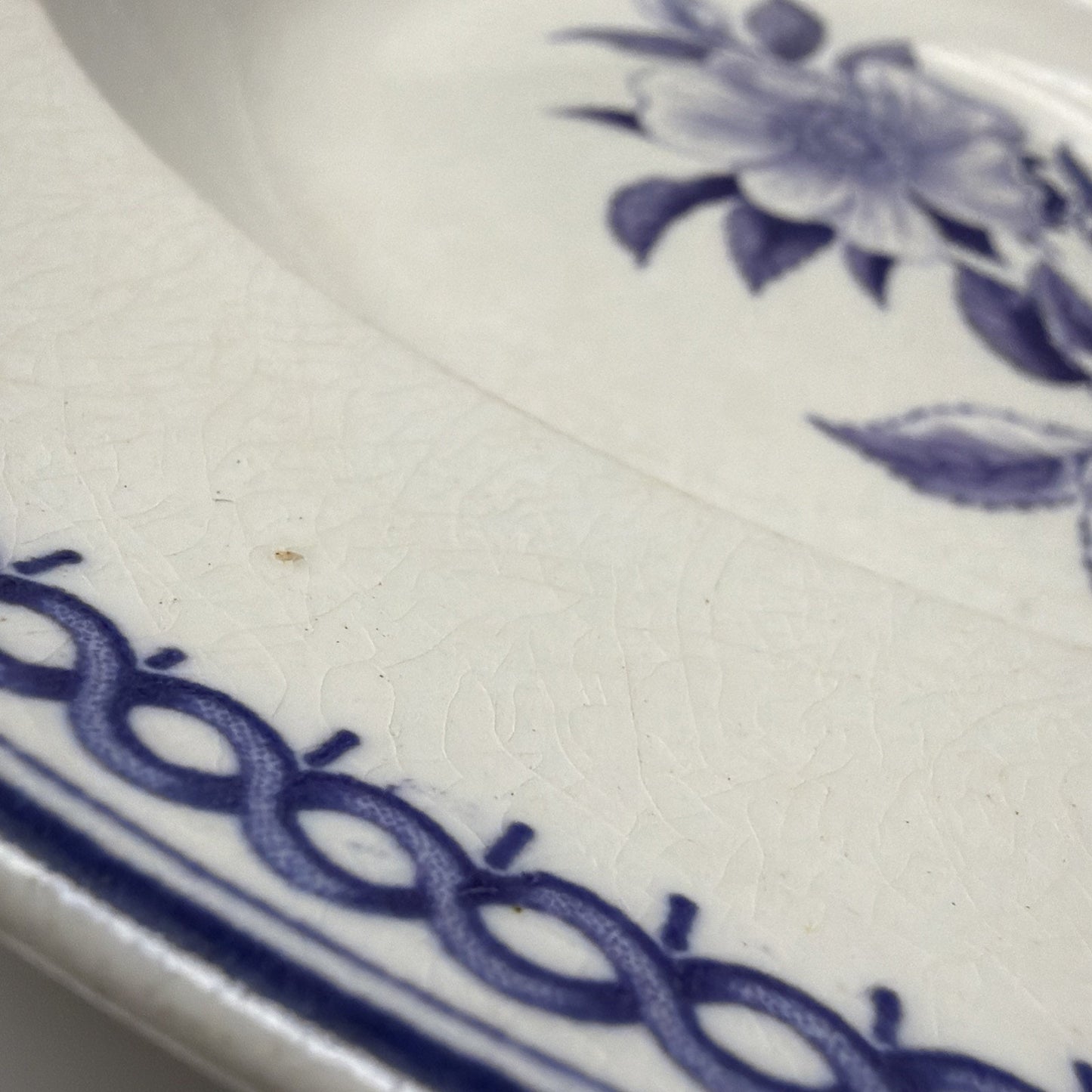 Antique Wedgwood Wild Rose Ironstone Blue Transferware Plate Bowl As Is