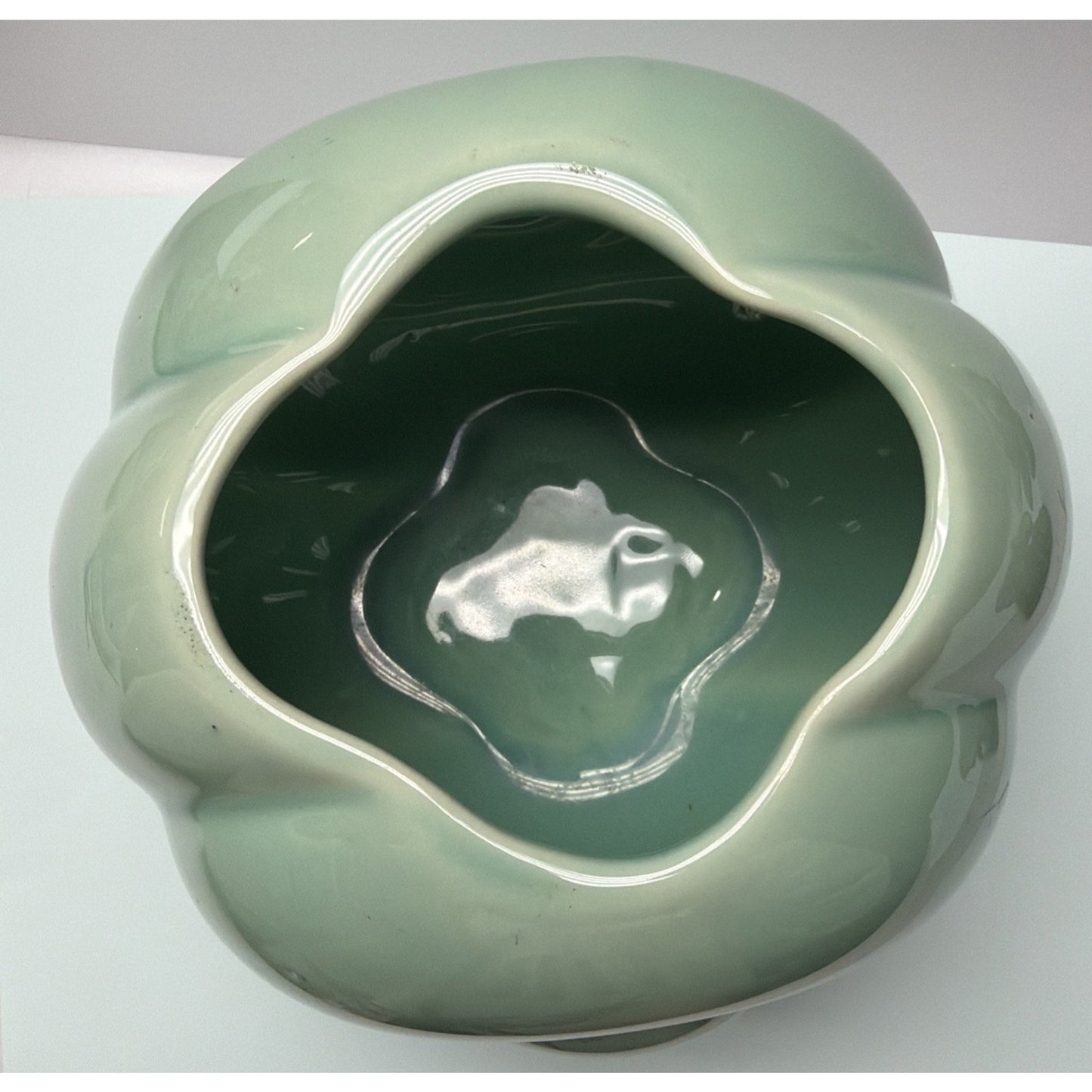 MCM Pittsville Art Pottery Vase Wisconsin 210 WIS Pillow Vase Turquoise Green
