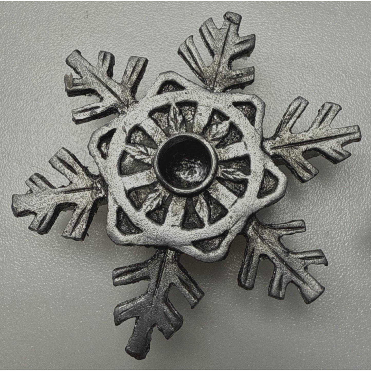 Vintage Lot of 4 Metzke Pewter Snowflake Taper Candle Holders