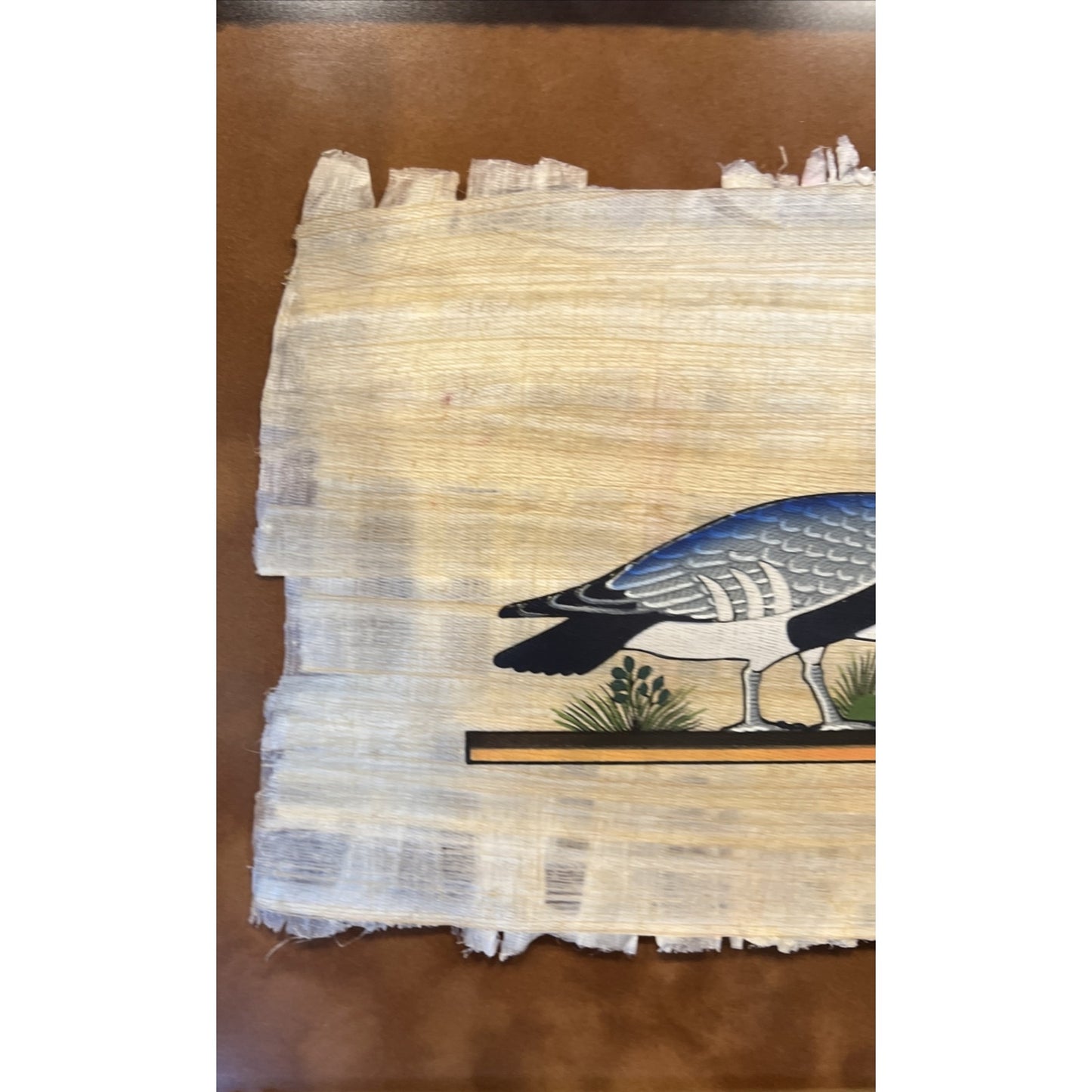 Vtg Delta Papyrus Factory Egypt Painting Geese Signed Birds Framed Certificate