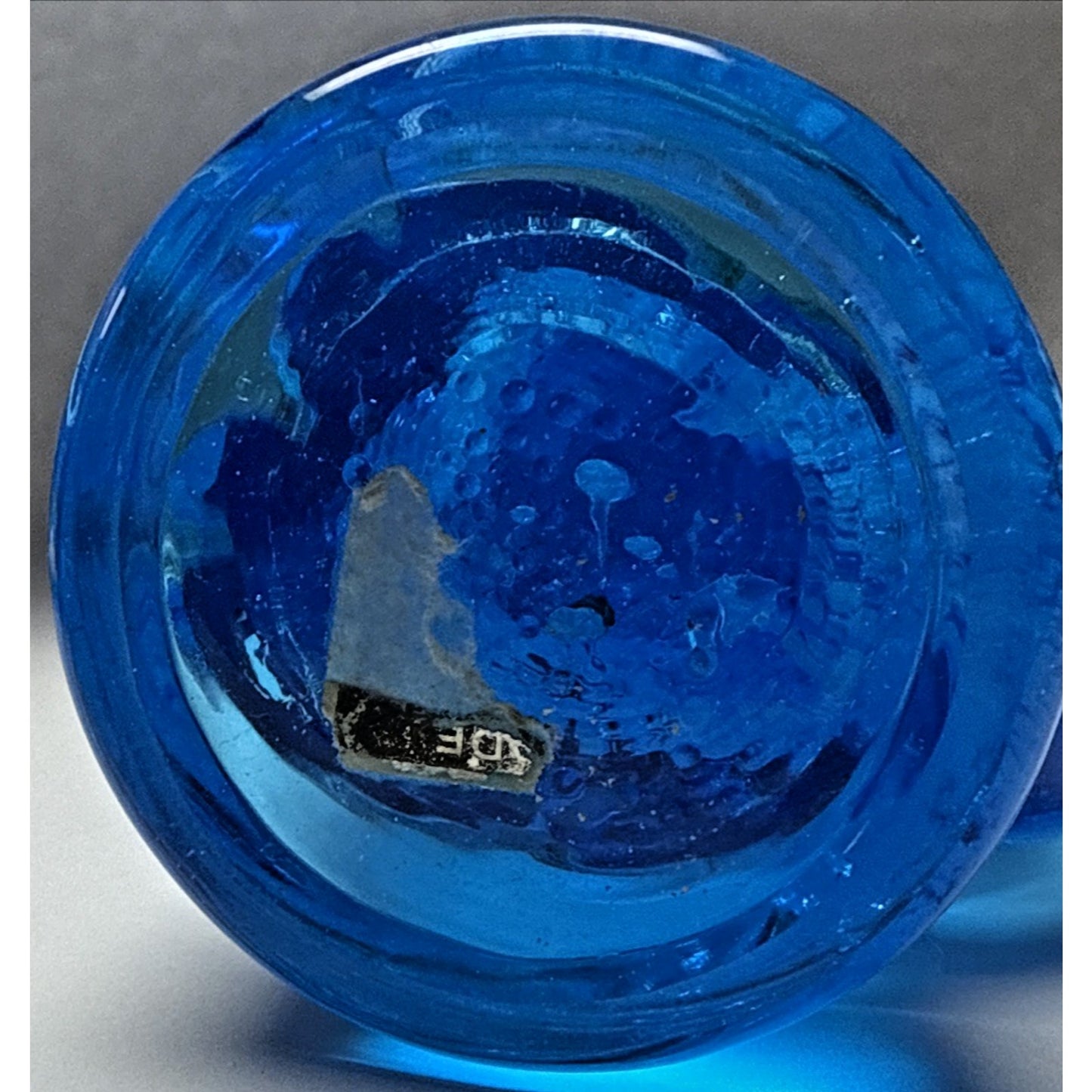 Vtg Altaglass Blue Mottled Layered Glass Cat Figurine Medicine Hat As-Is