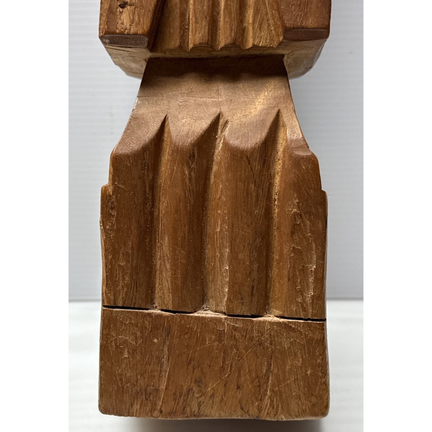 South Pacific Islander Art Wood Hand Carved Tribal Sculpture Shell Eyes As-Is