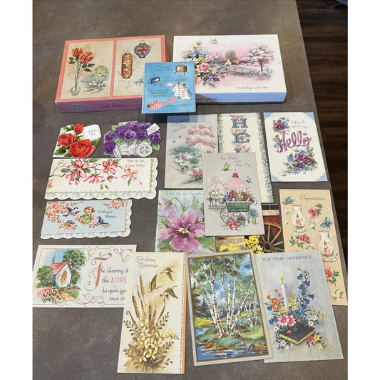 MCM Lot of 17 Assorted Cards Hallmark Quaint Shop Coronation Gibson Boxes As Is