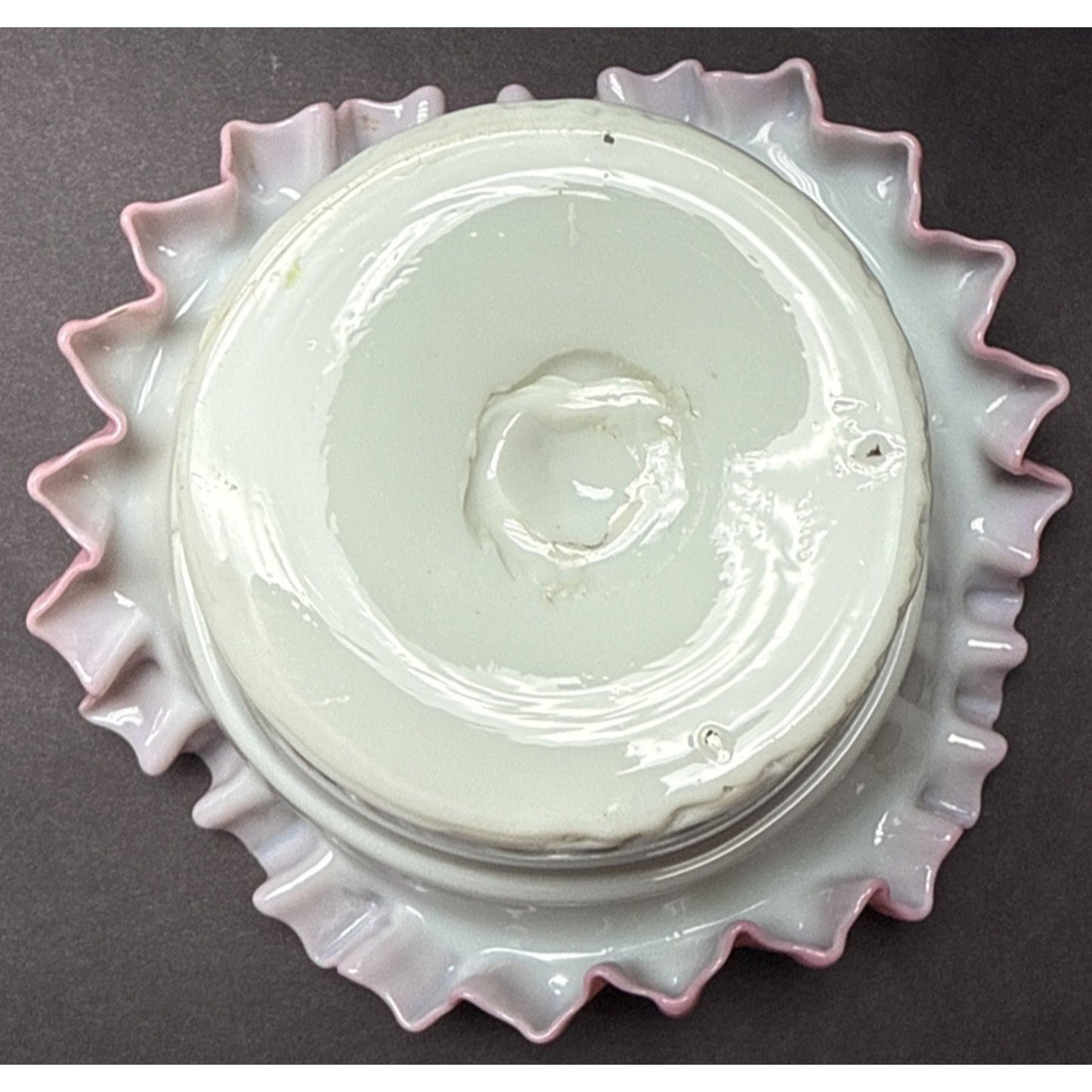 Victorian Peach Blow Vase Bowl Crimped Edge Enameled Floral Footed Signed As-Is