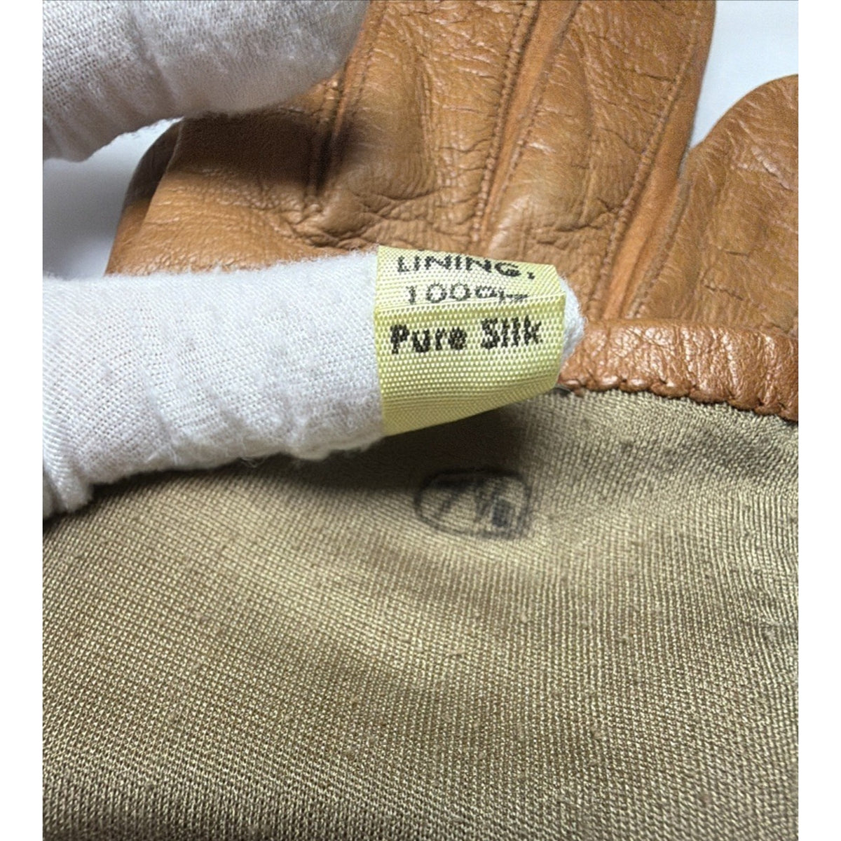 Vintage Womens Atkins Italy Caramel Leather Gloves Silk Lined As Is Sz 7.5 As Is