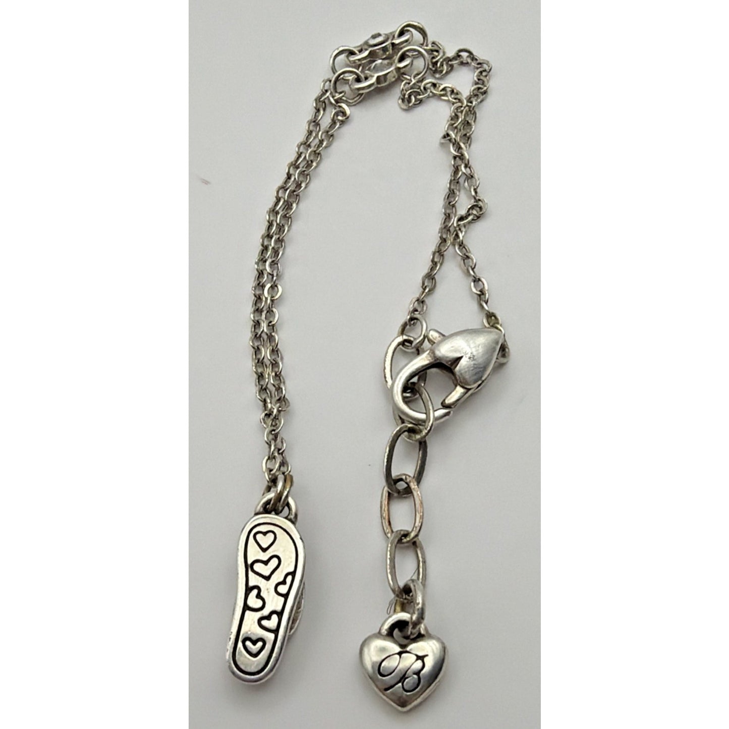 Brighton Heart Charm Anklet Rhinestone Flip Flop Sandal