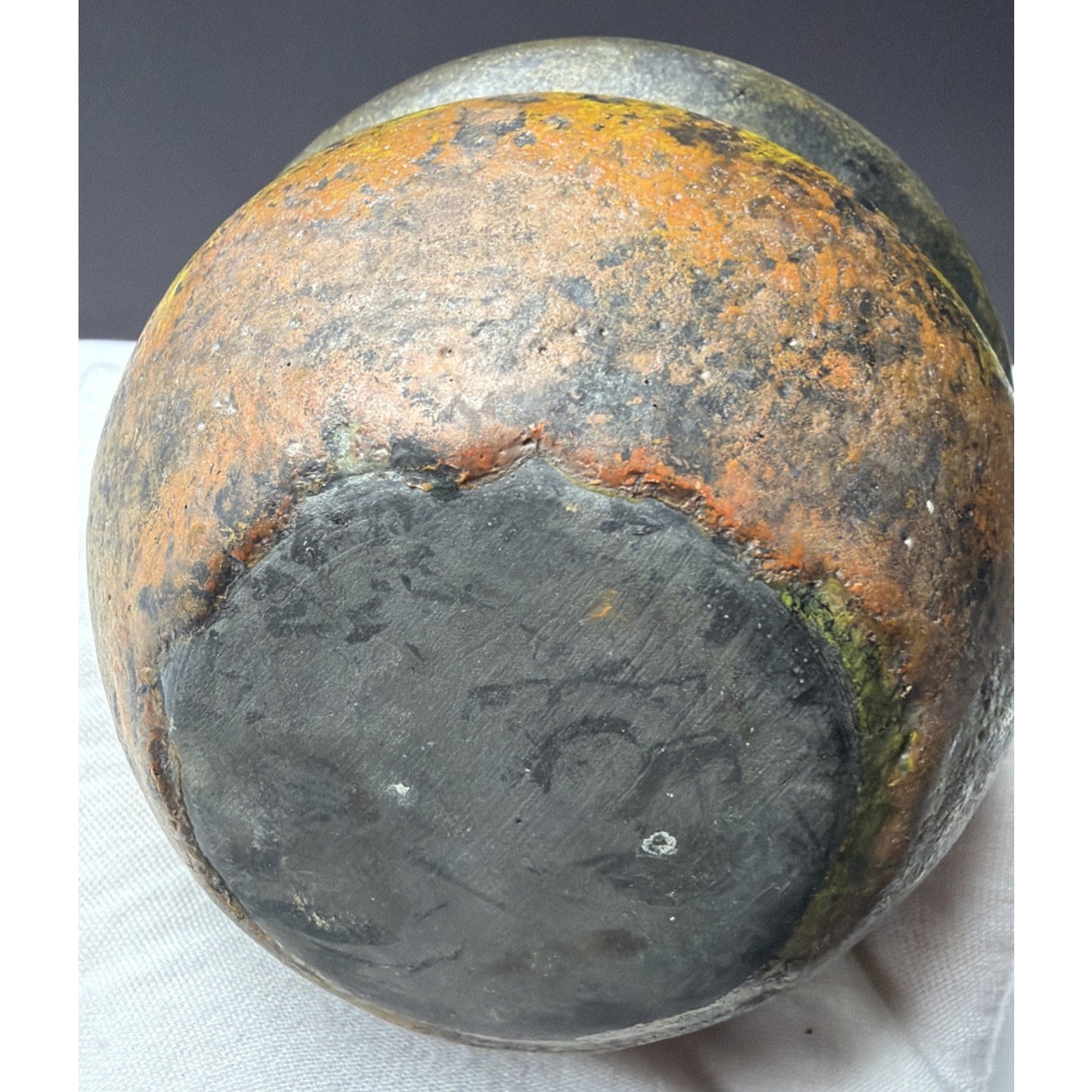 Old Raku Studio Art Pottery Glazed Abstract Fired Vase Planter Bowl