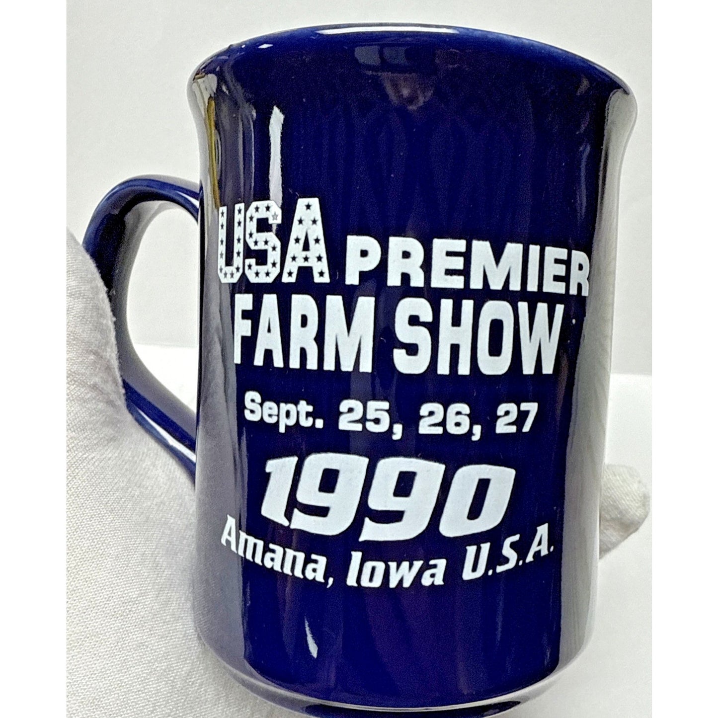 Vintage Farm Progress Show 1990 Mug Cobalt Blue English Ironstone Tableware