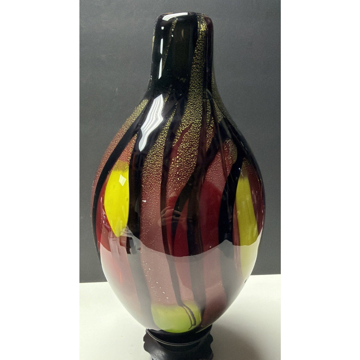 Vintage Murano Glassware Art Glass Vase Abstract Sommerso Aventurine Confetti