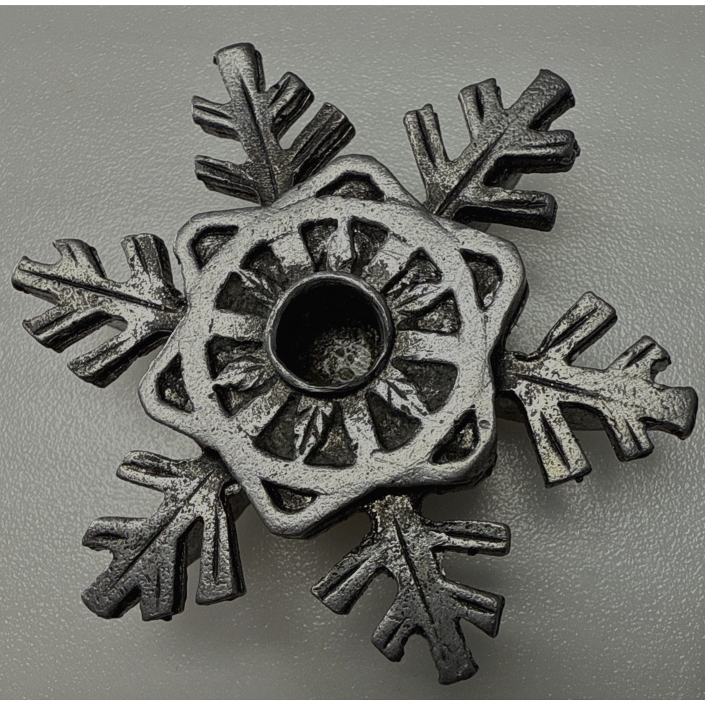 Vintage Lot of 4 Metzke Pewter Snowflake Taper Candle Holders