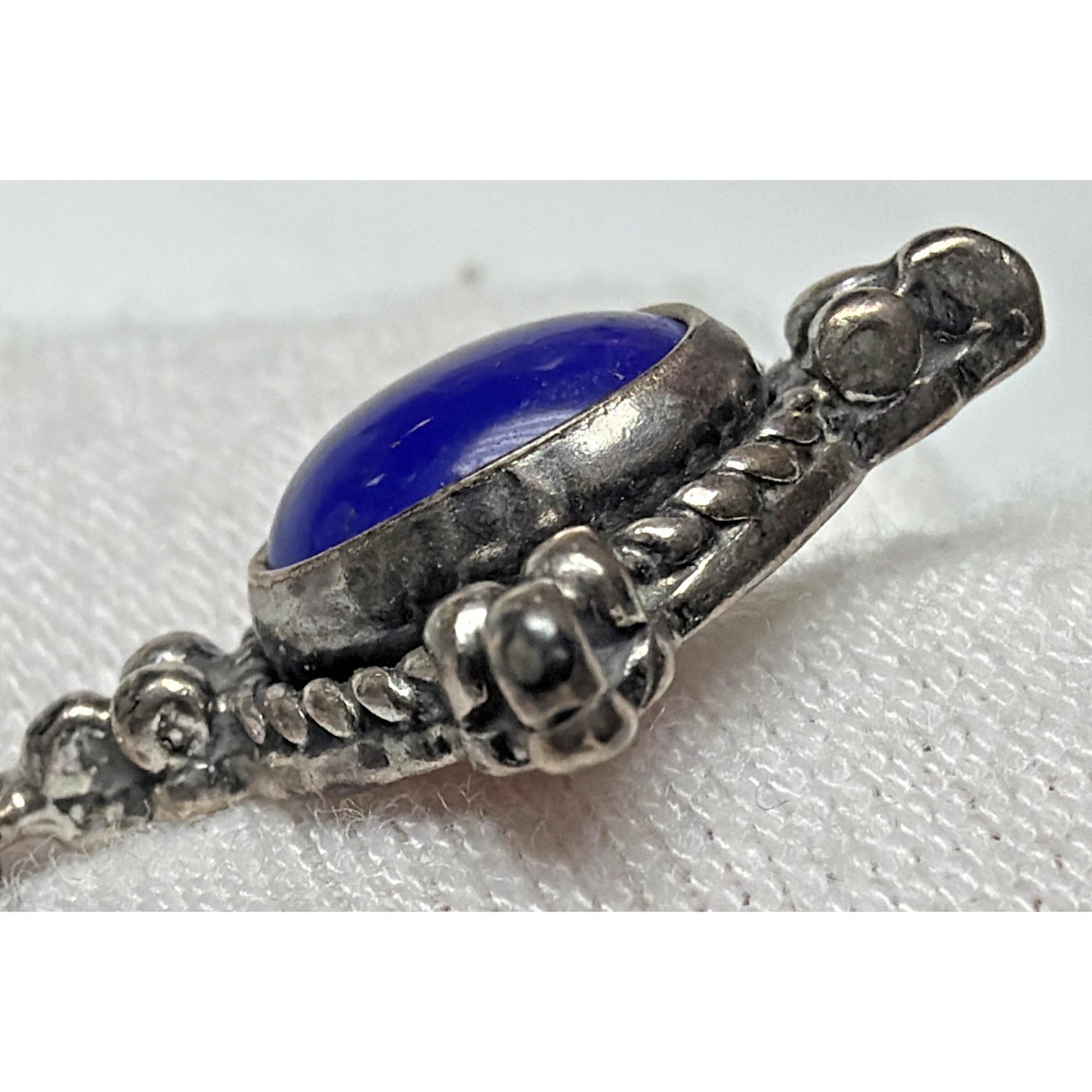 Vintage 5 Star Sterling Silver Southwest Cabochon Lapis Lazuli Dangle Earrings