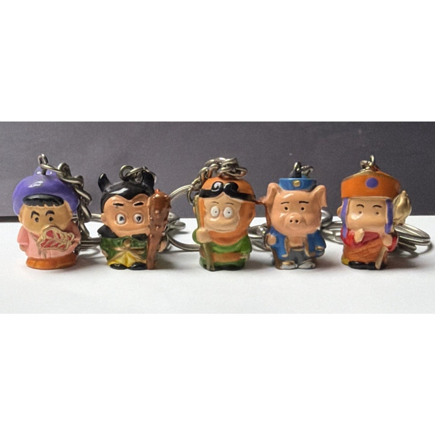 Vintage Lot of 5 Japanese Asian Folklore Keychains Anime Figurines As Is