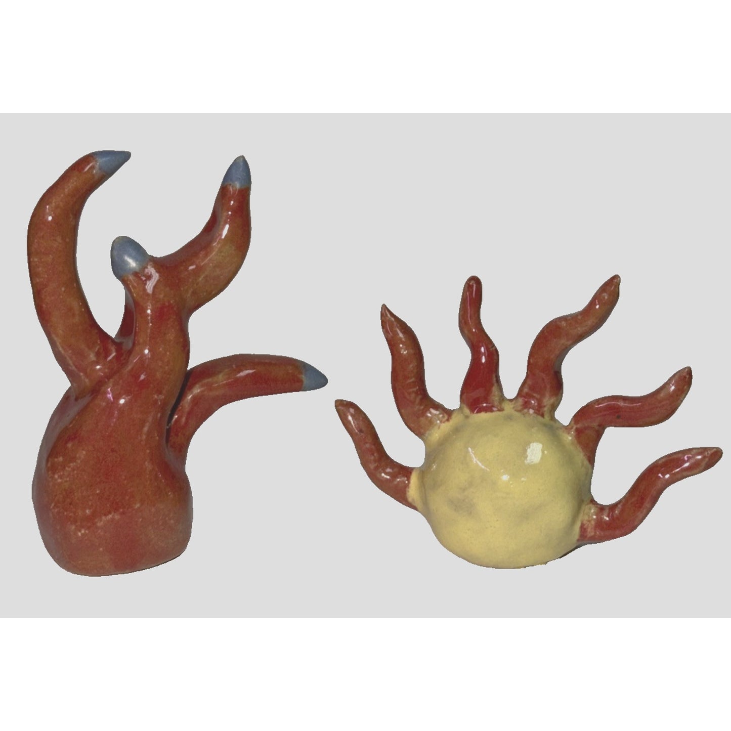 Lot of 2 Anemone Sea Creature Reef Coral Sculptures Organic Ring Jewelry Holders
