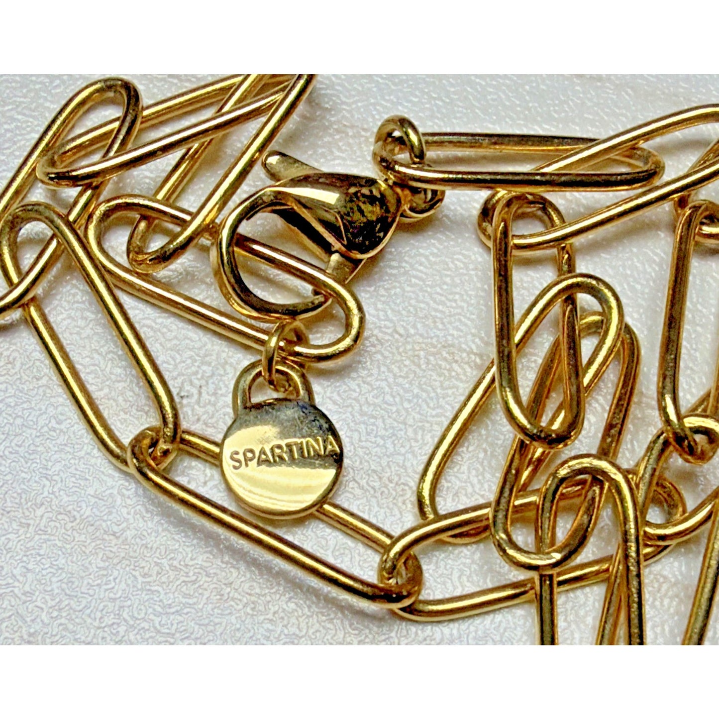 Spartina Moon Shell Pendant Necklace 20" 14k Gold Plate Paperclip Chain Snail