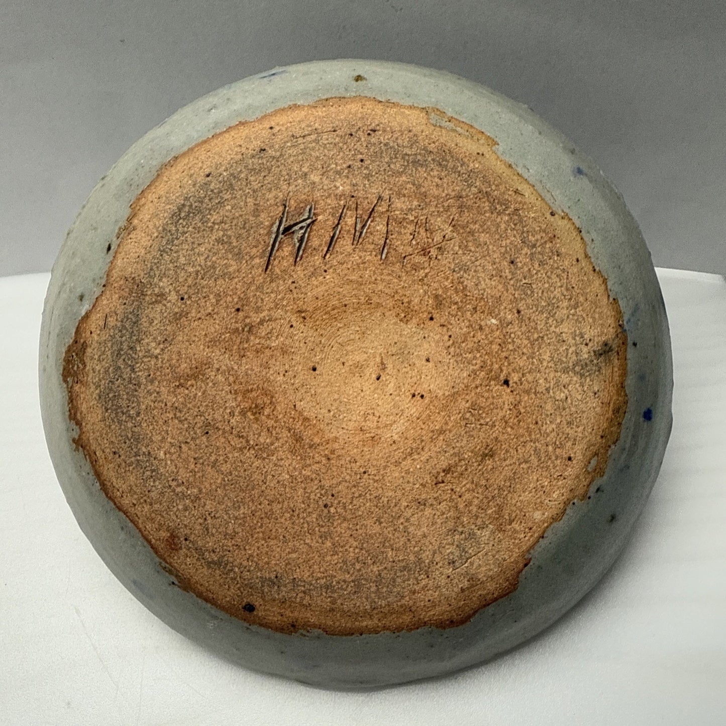 Vintage HMN Art Pottery Platter Plate Bowls Stoneware Blue Circles