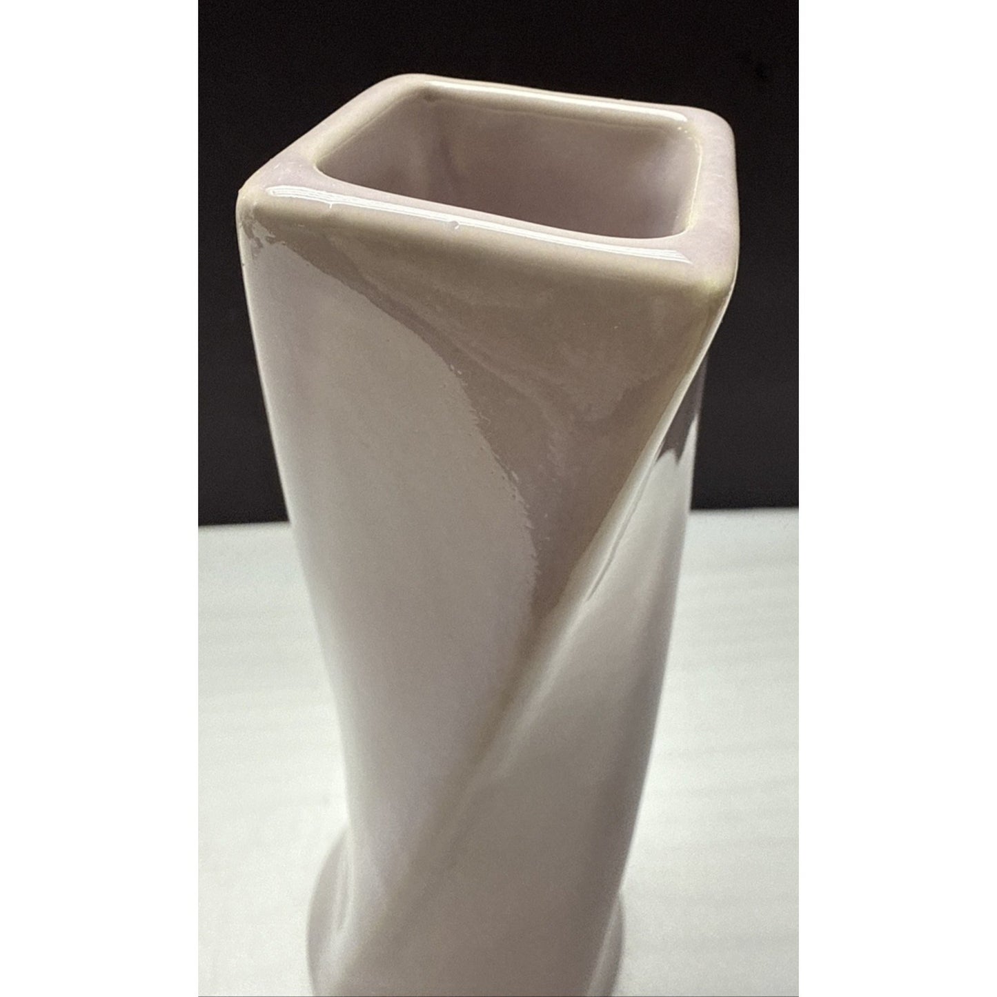 Vintage McCoy Pottery Ceramic Twisted Vase Lavender Pink 542 Candle Holder
