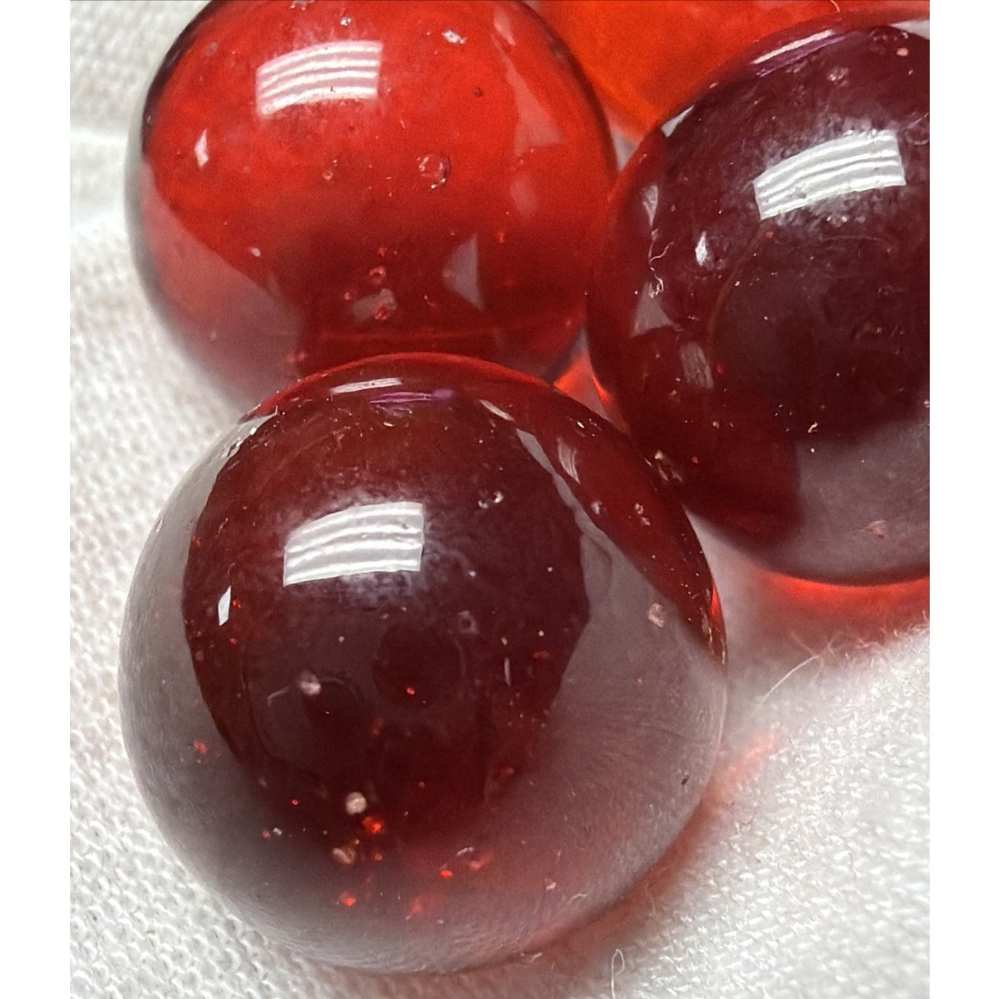 Vintage Lot of 4 Clear Ruby Red Cadmium Slag Glass Marbles UV Reactive As Is