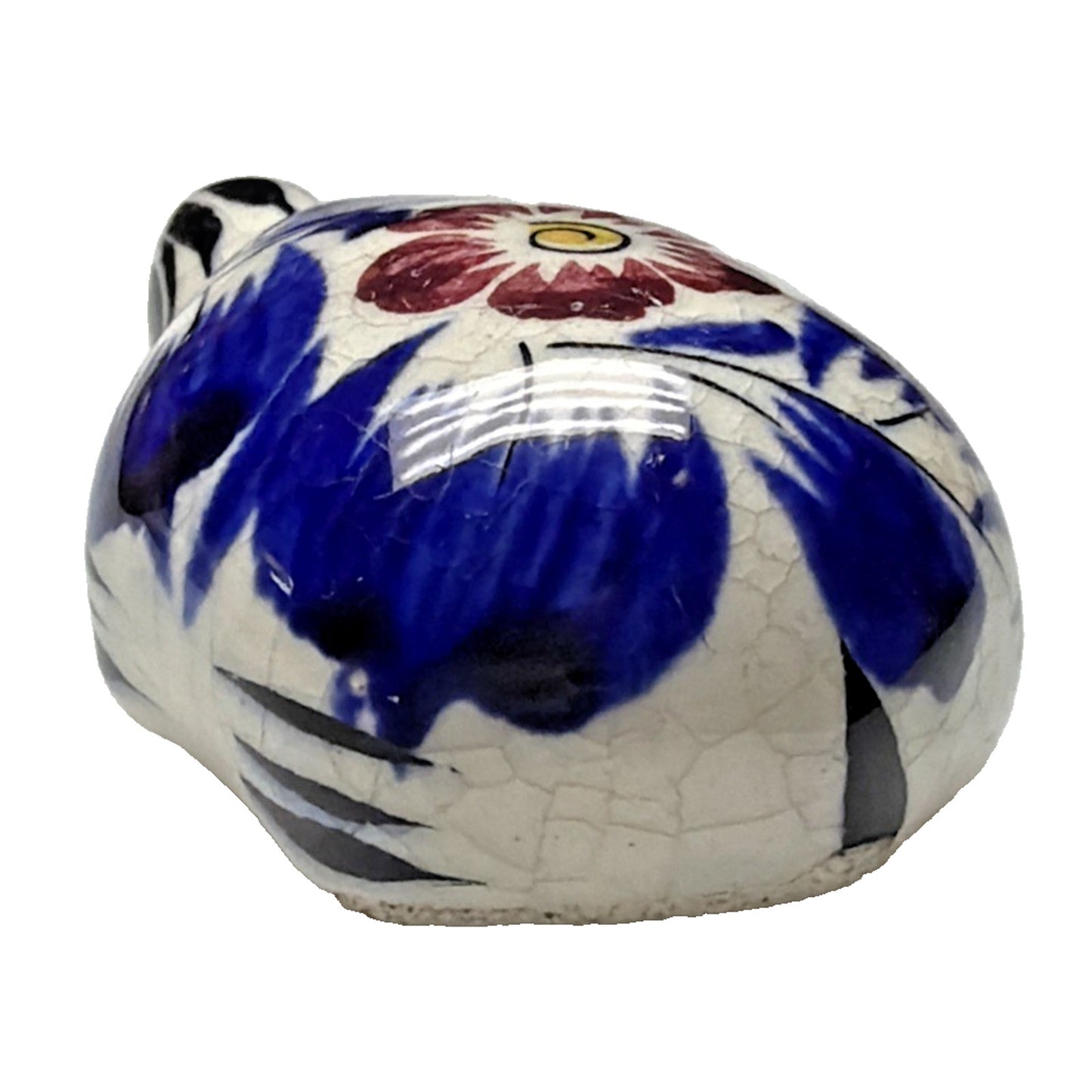 Vtg Mexican Tonala Pottery Mini Turtle Hand Painted Glazed Floral Signed As Is