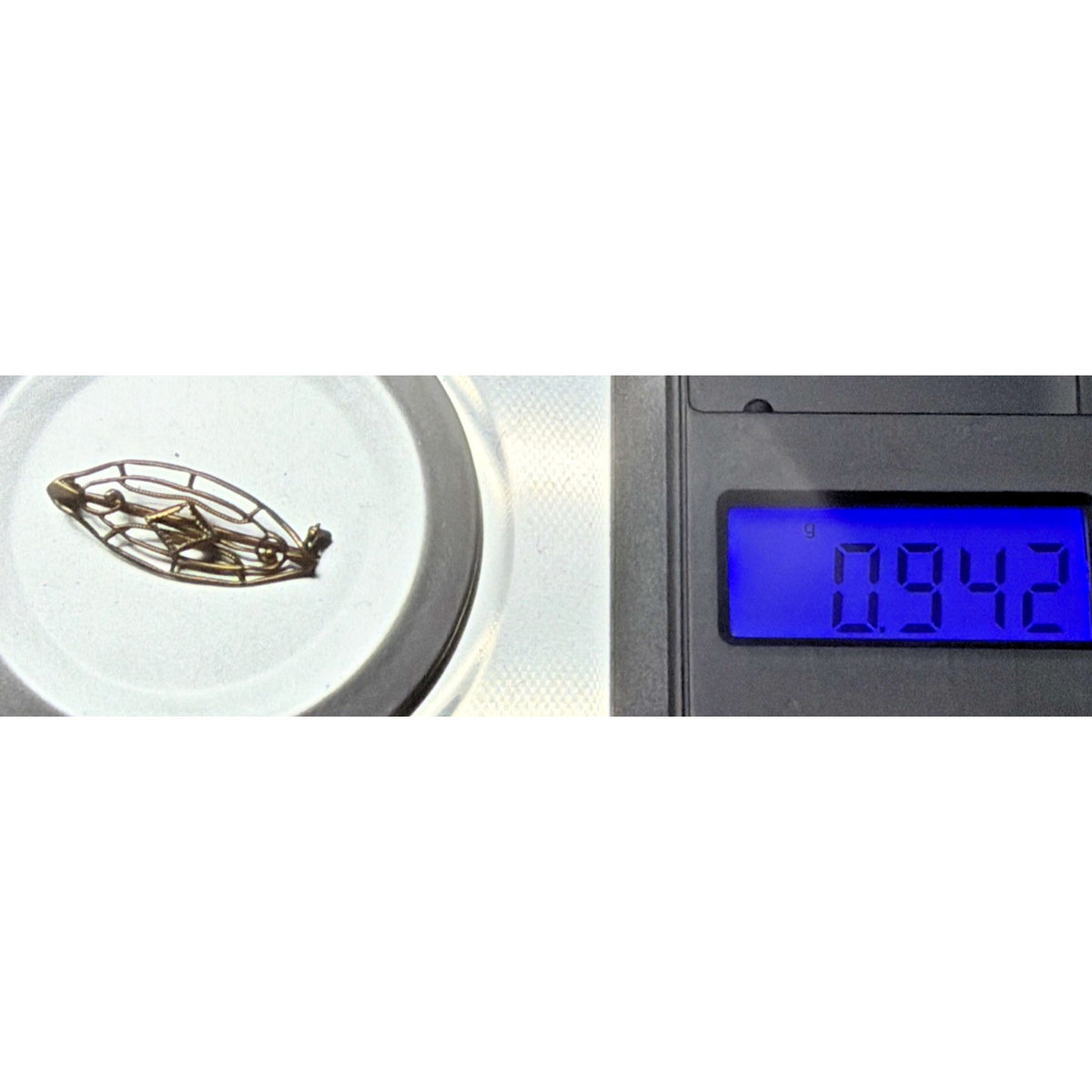 Art Nouveau 10K Yellow Gold Ornate Bar Pin As Is