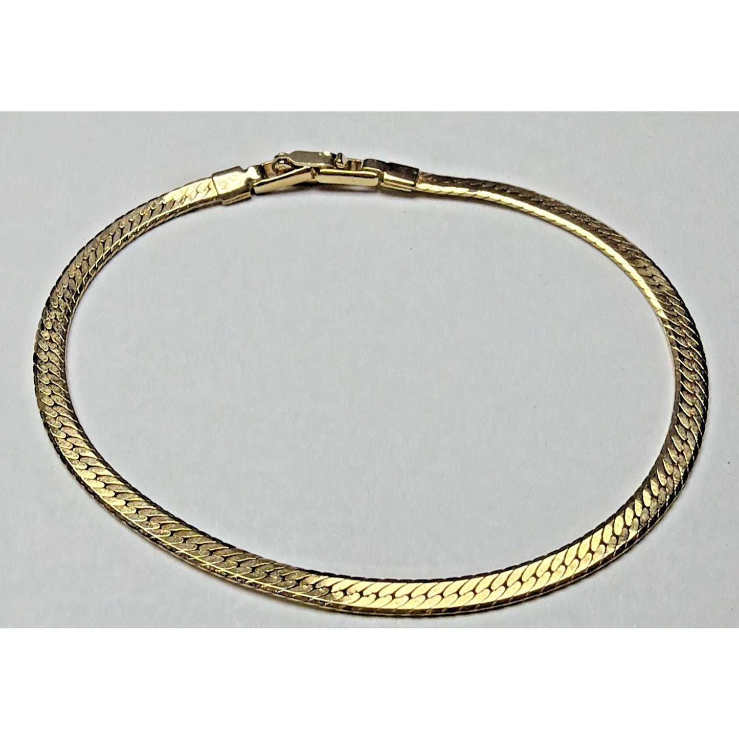 Vintage Gold Plate Herringbone Chain Bracelet Butterfly Clasp As Is