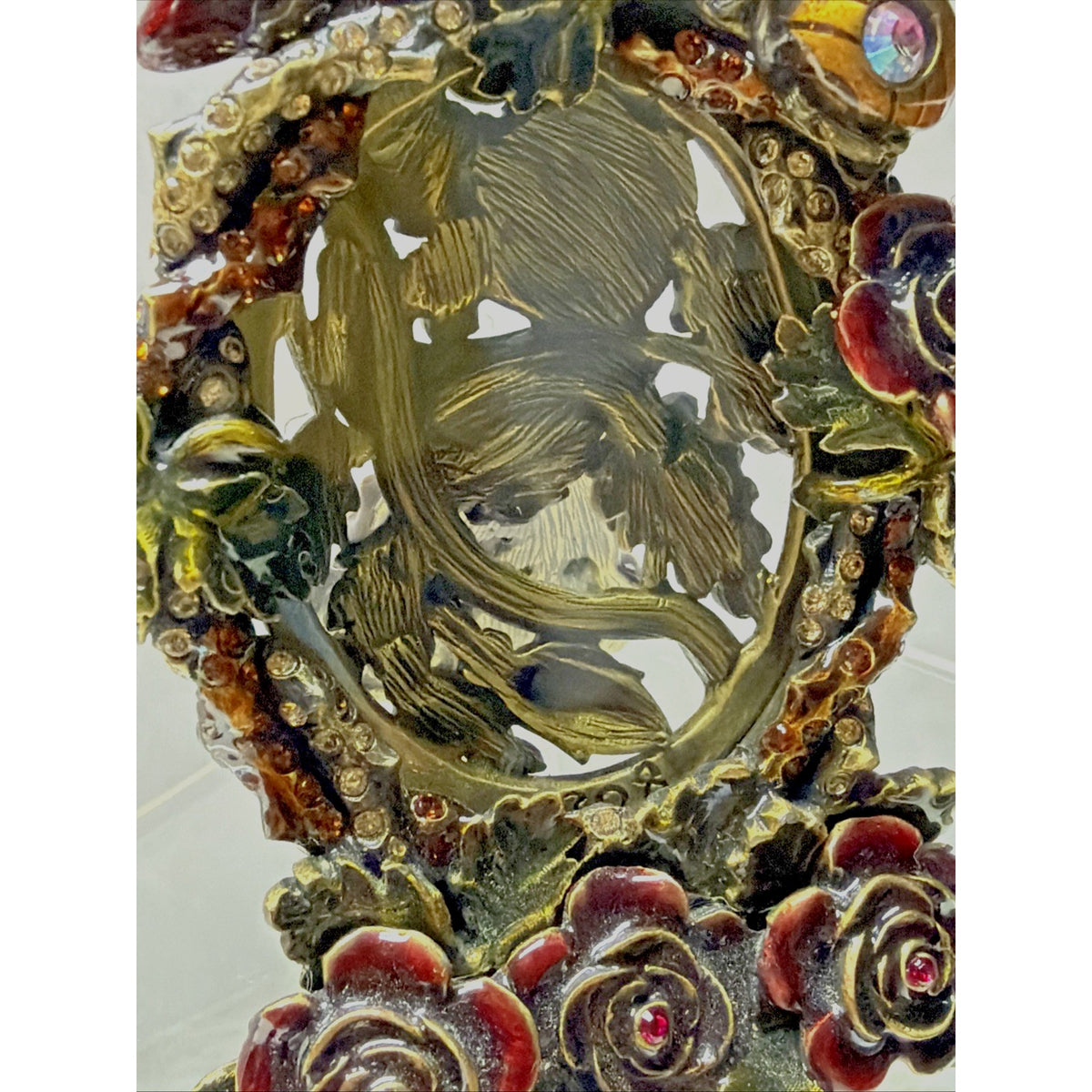 Jay Strongwater Beetle Rose Flora Fauna Picture Frame Swarovski Crystals 5308