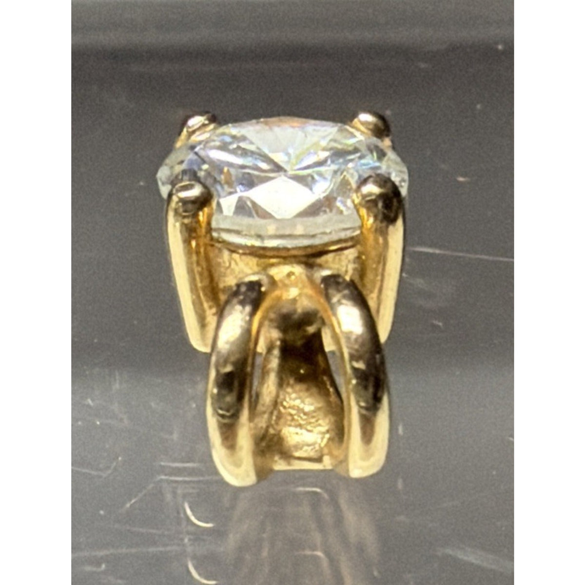 Vintage Gold Vermeil Cubic Zirconia Solitaire Sterling Silver Pendant