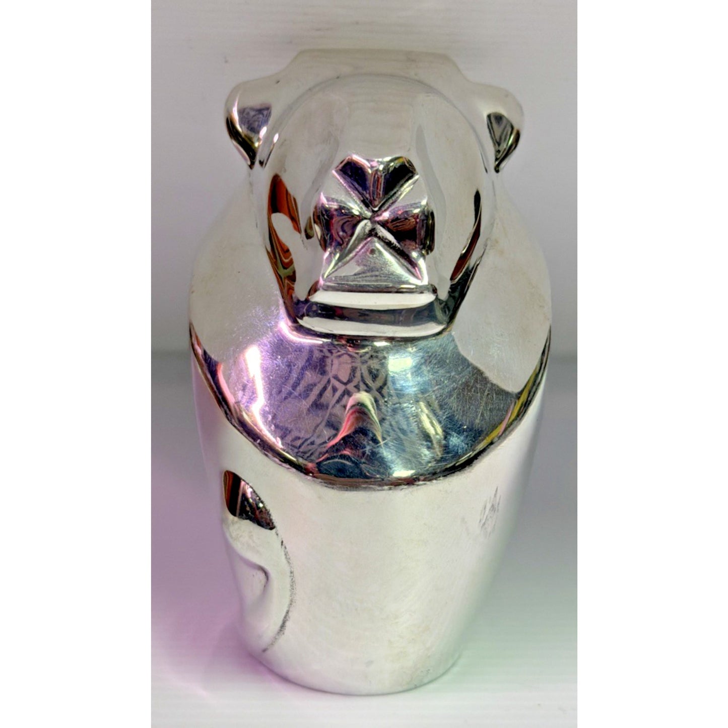 MCM Cast Metal Aluminum Chrome Lion Paperweight Statue Heavy Ornament