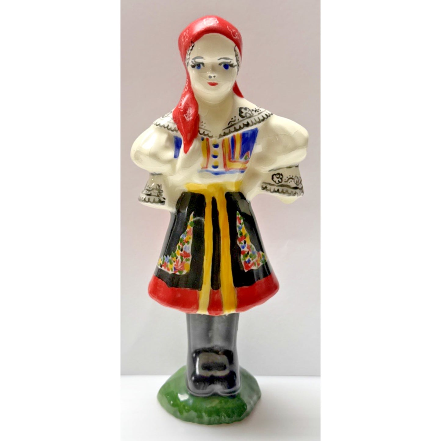 Vintage Czech Bohemia Polish Girl Porcelain Figurine Traditional Dress As Is