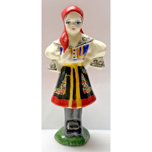 Vintage Czech Bohemia Polish Girl Porcelain Figurine Traditional Dress As Is