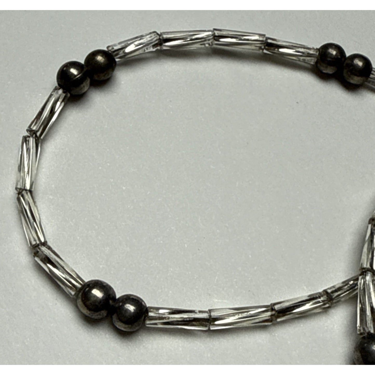 Vintage Twisted Liquid Silver Bead Ball Necklace