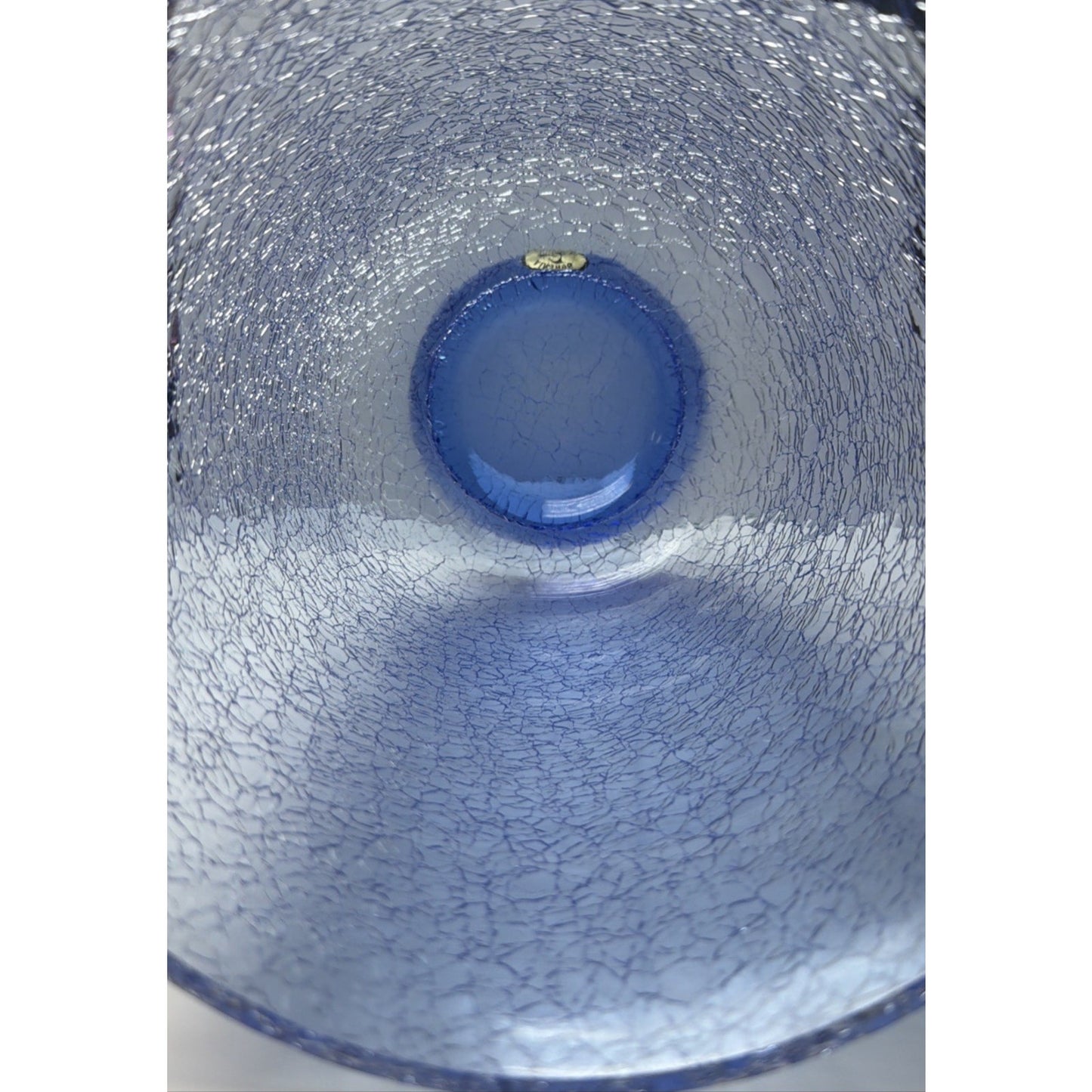 Vintage Bohemia Czech Blue Crackle Glass Crystal Vase