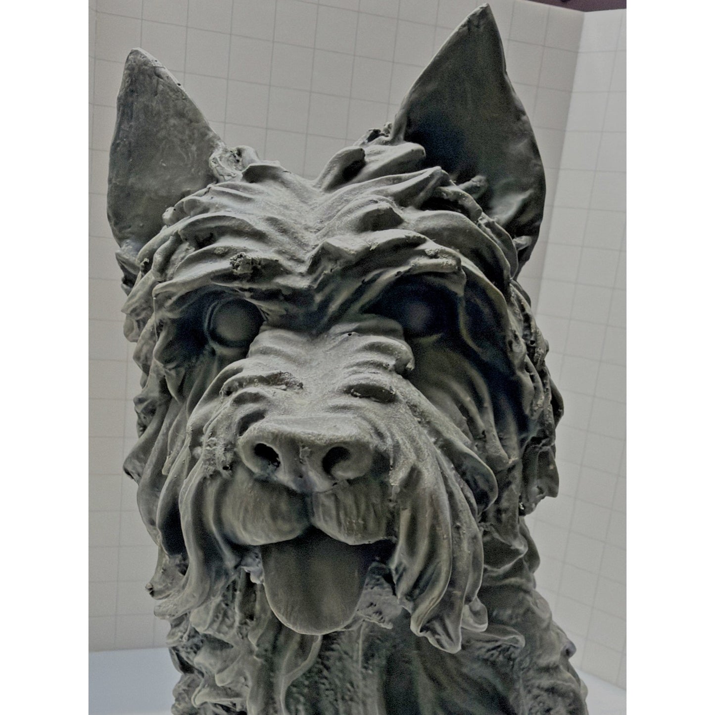 Westie Cairn Terrier Dog Outdoor Statue Large Resin Stone Grey As Is
