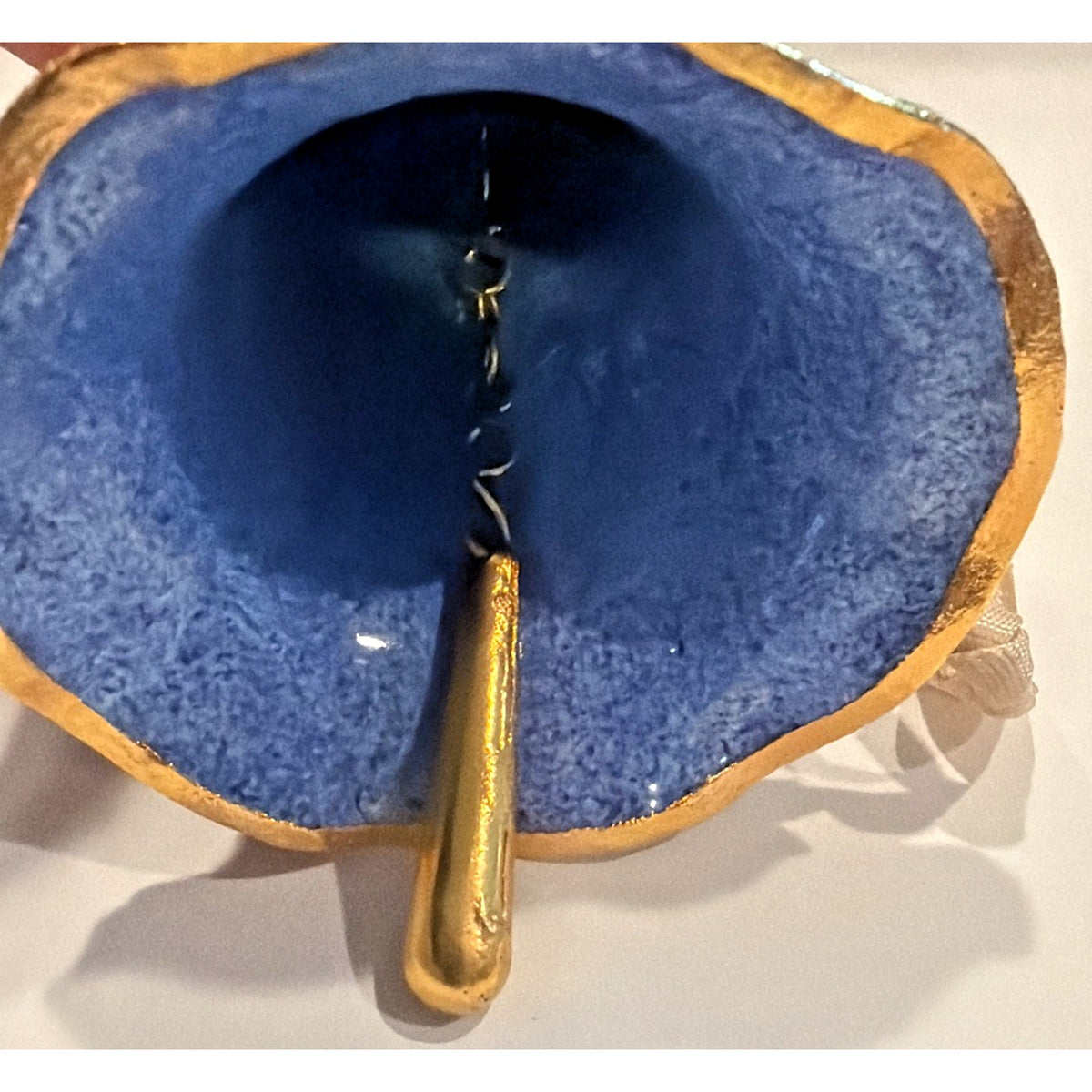 Vintage Enamel Cloisonné Bell Ornament Hummingbird Floral Blue Gold