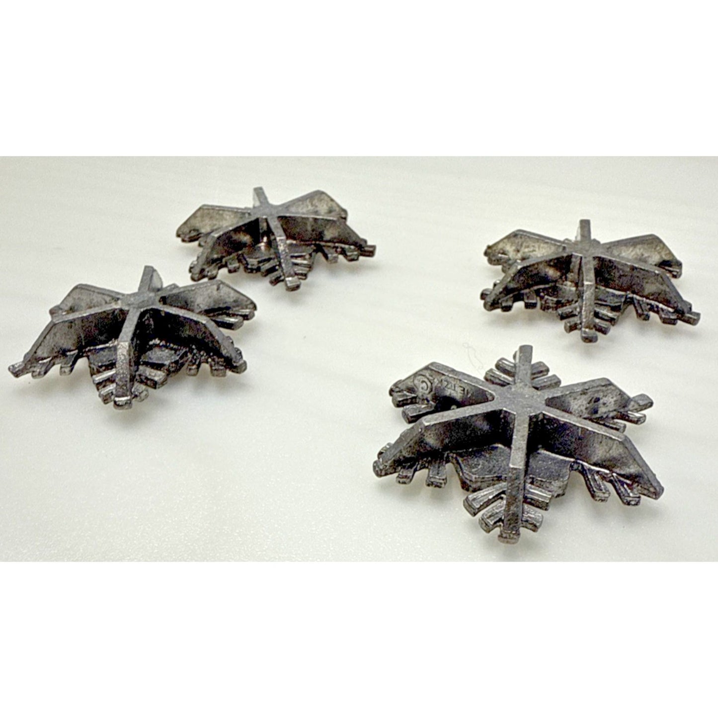 Vintage Lot of 4 Metzke Pewter Snowflake Taper Candle Holders