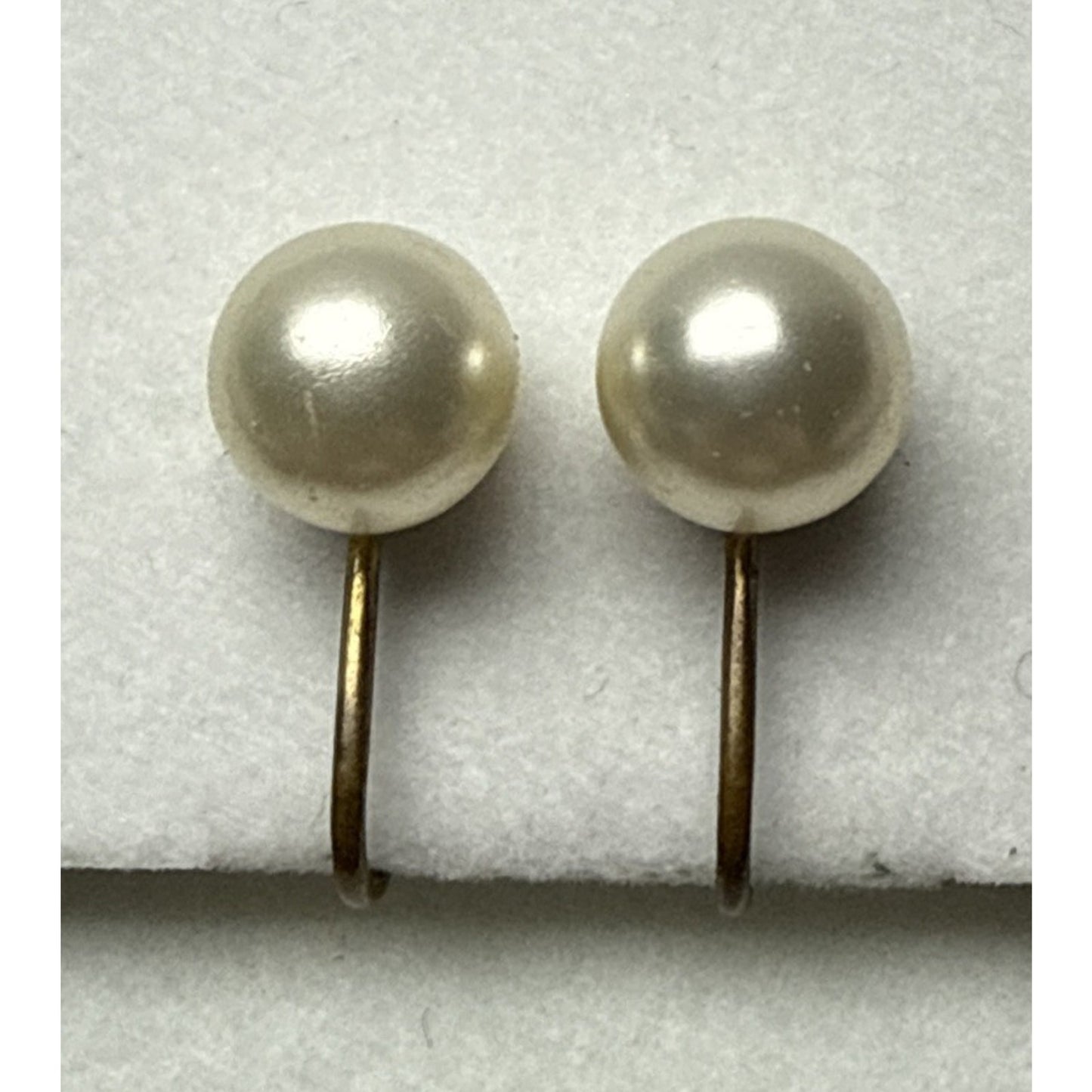 Vintage Richelieu Faux Pearl Huggie Clip On Earrings Gold Metal Brass Read