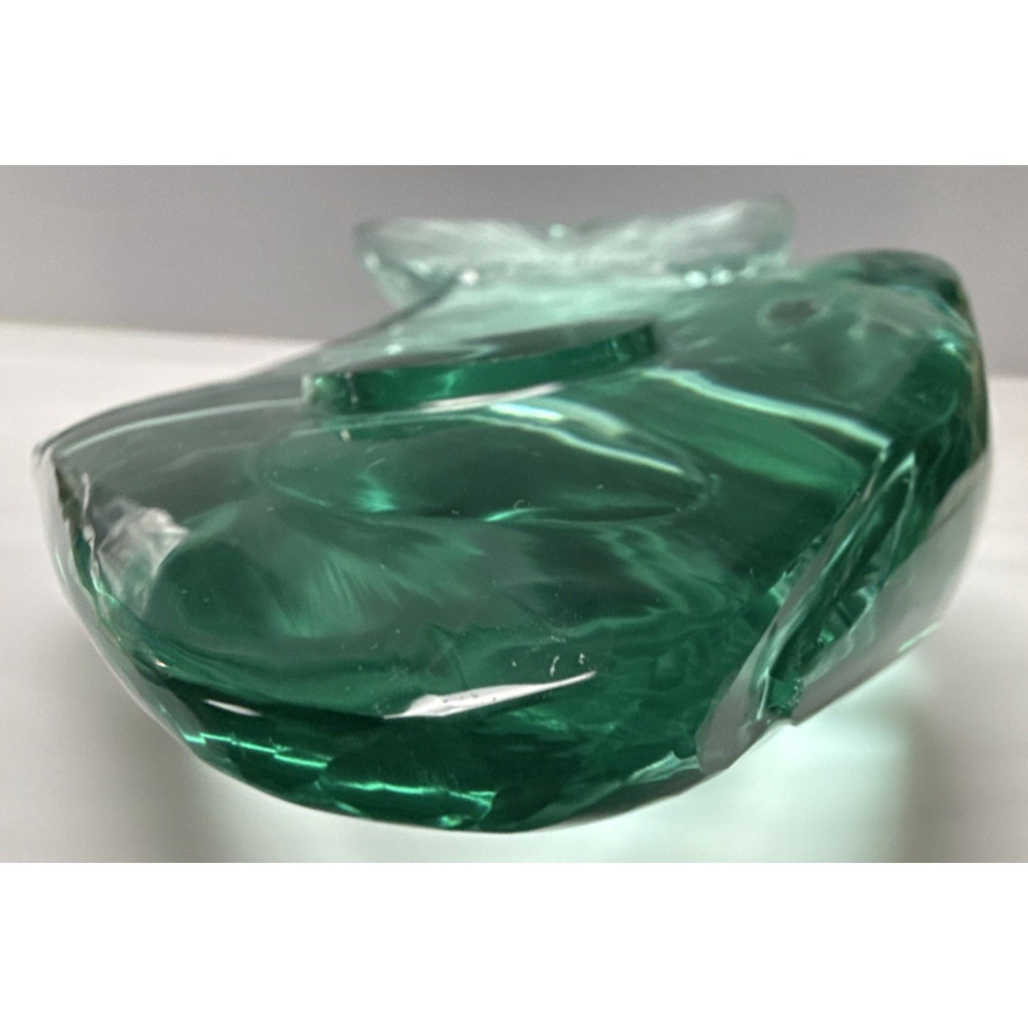 Vintage Cut Crystal Goldfish Big Eye Koi Fish Sculpture Aqua Green As-Is