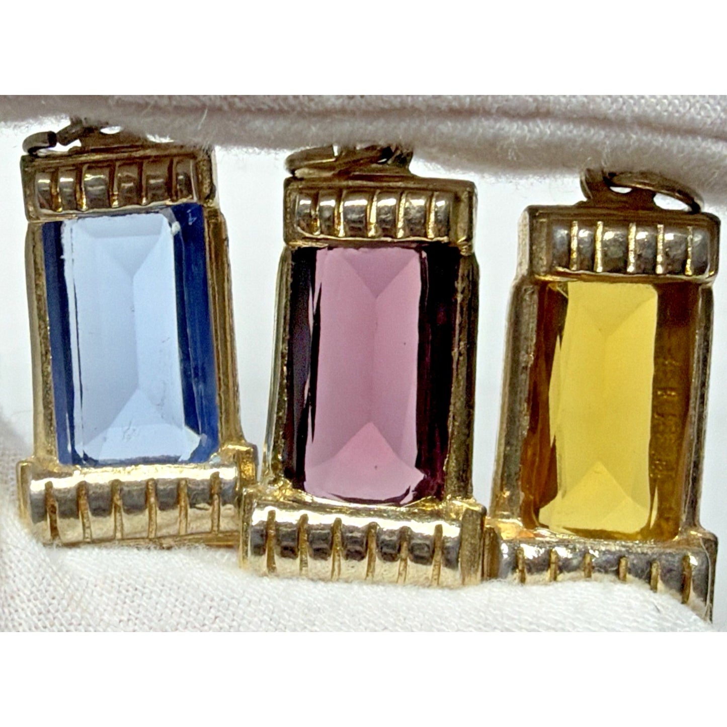 Vtg Lot of 5 Metal Glass Crystal Cut Gemstone Pendant Charms Lantern As Is Read