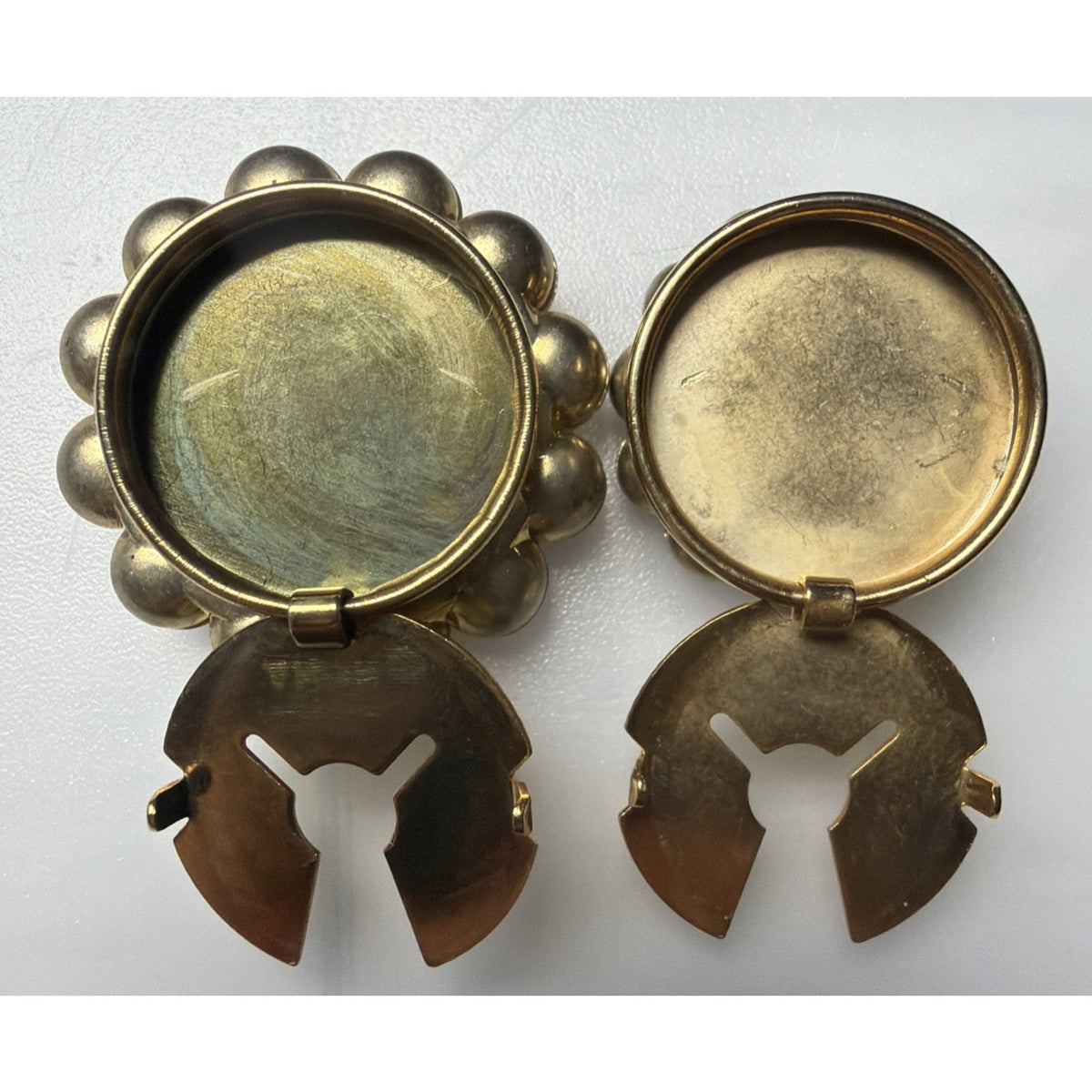 Lot of 2 Gold Tone Nony New York Gold Tone Bead Velvet Beaded Snap Button Covers