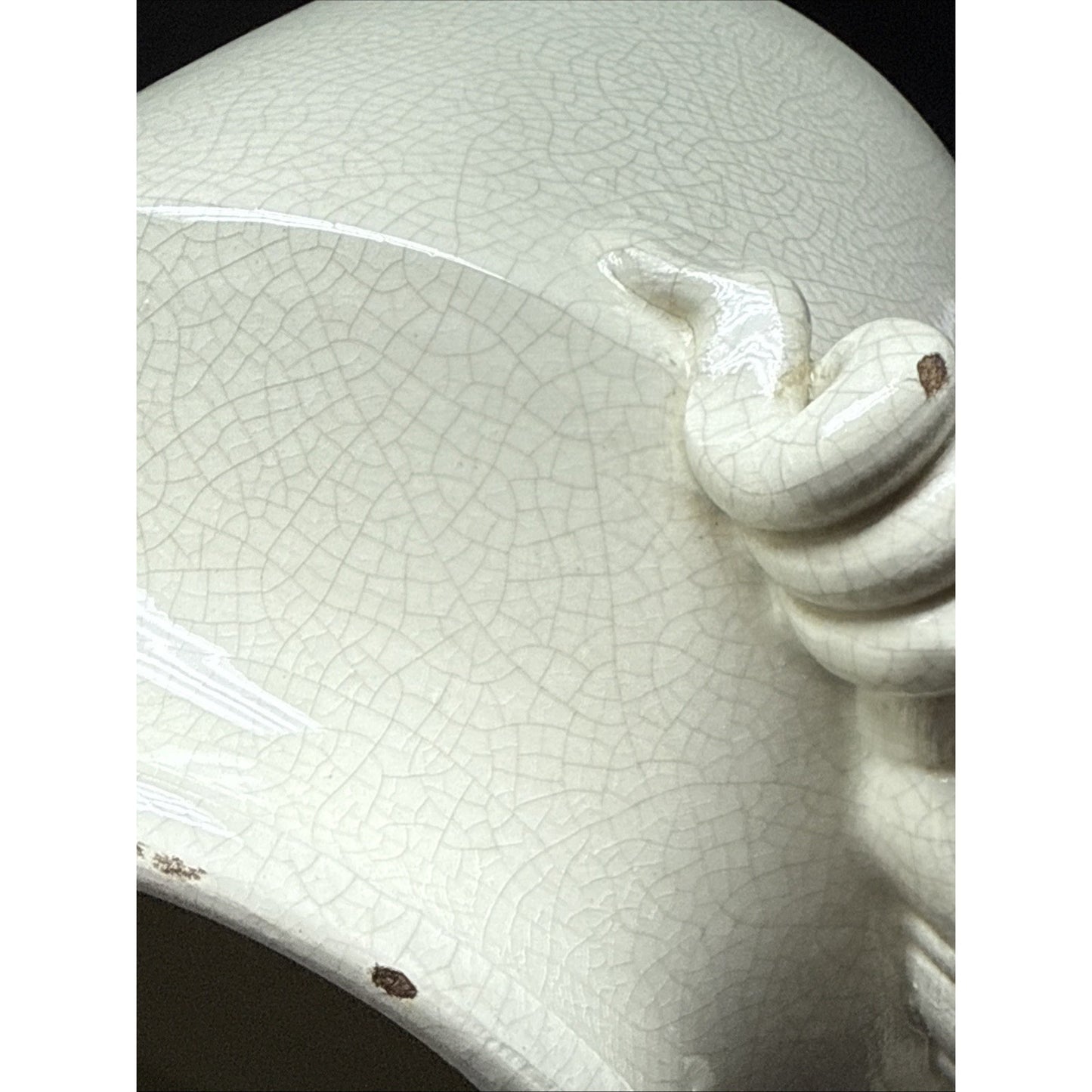 Vintage Leona Lavorato A Mano Italy Crackle Glaze Cream Canister Jar 9.25" As-Is