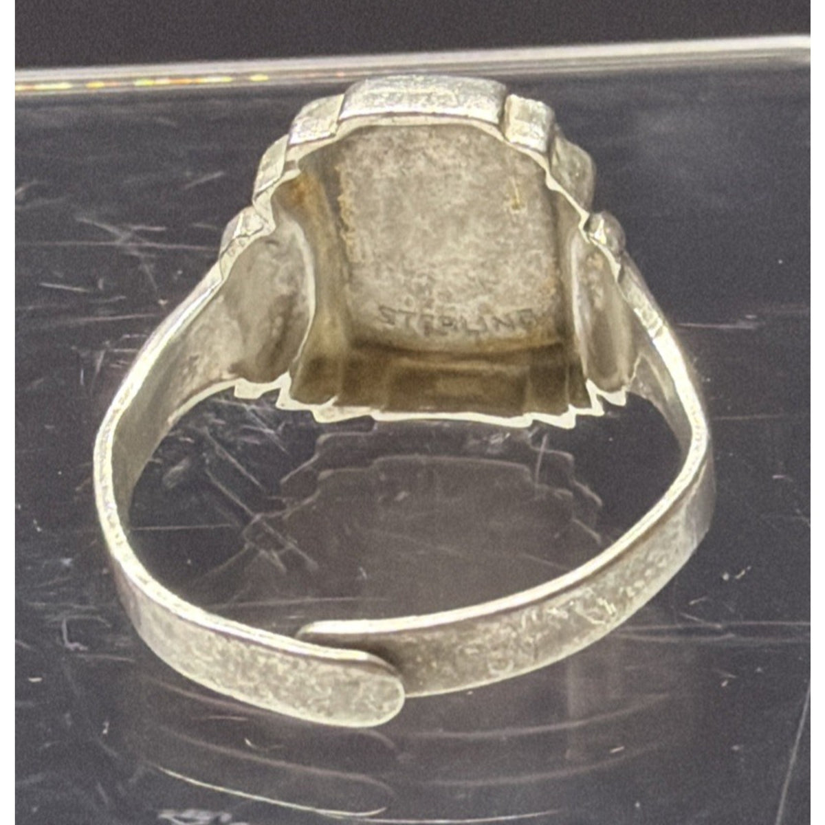 Vtg Sterling Silver 4H Clover Ring Signet Club Adjustable Sz 9.5