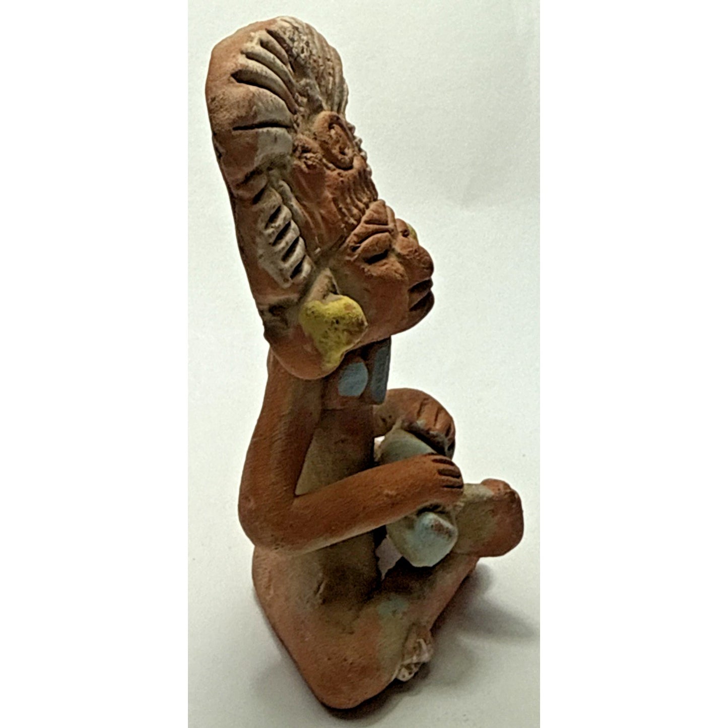 Vintage Native Pottery Aztec Maya Clay Figurine Warrior Inca Painted